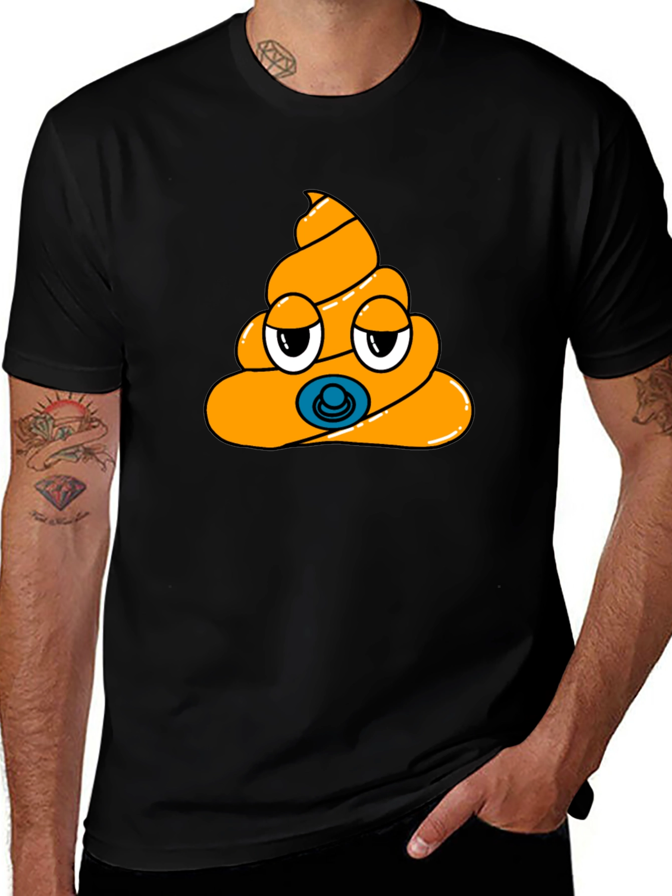 Poop Emoji Baby Pacifier Mens Black T-Shirt