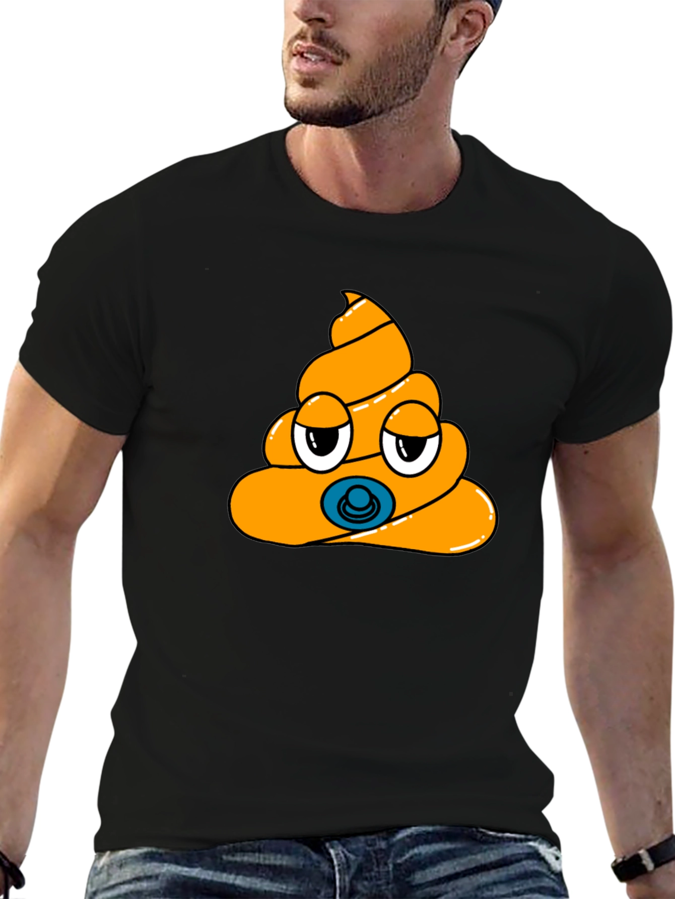 Poop Emoji Baby Pacifier Mens Black T-Shirt