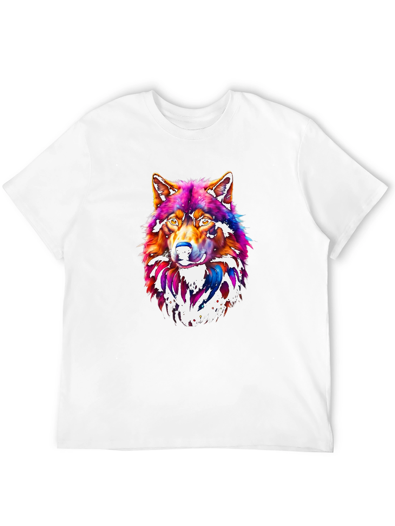 Vibrant Wolf Graphic Tee - Mens Black T-Shirt