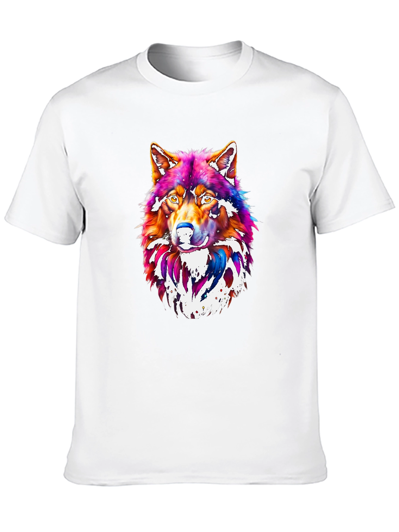Vibrant Wolf Graphic Tee - Mens Black T-Shirt