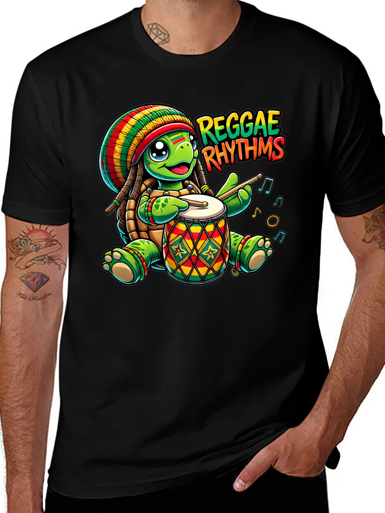 Reggae Rhythms Turtle Drummer T-Shirt