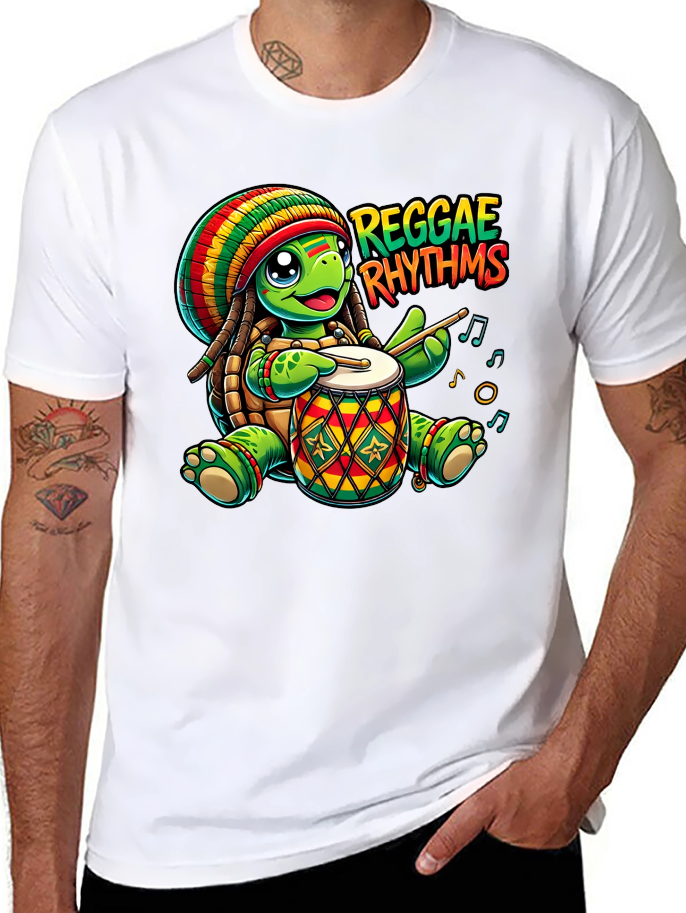 Reggae Rhythms Turtle Drummer T-Shirt