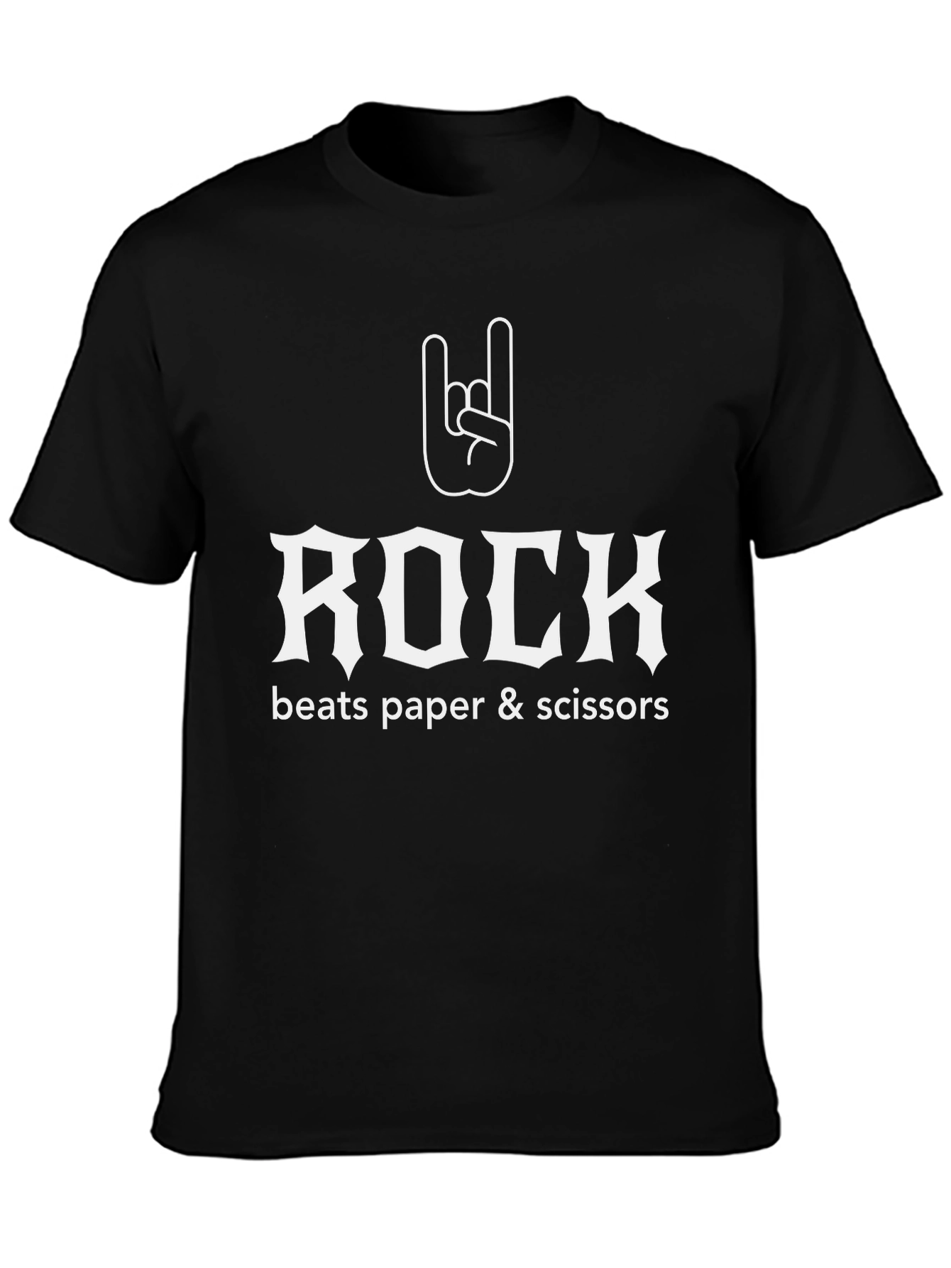 Rock Beats Paper Scissors Funny Graphic Tee