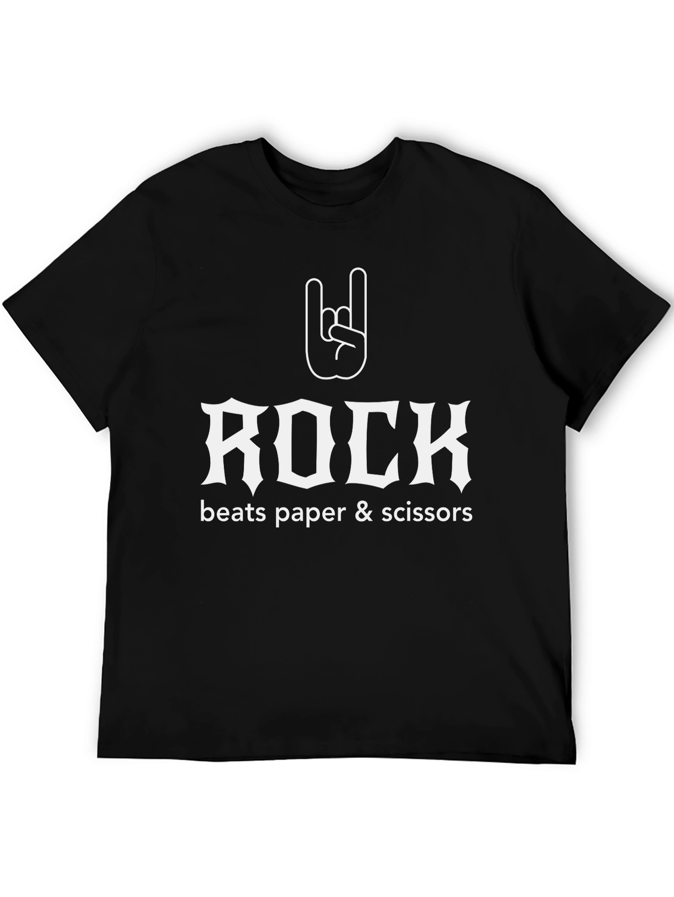 Rock Beats Paper Scissors Funny Graphic Tee
