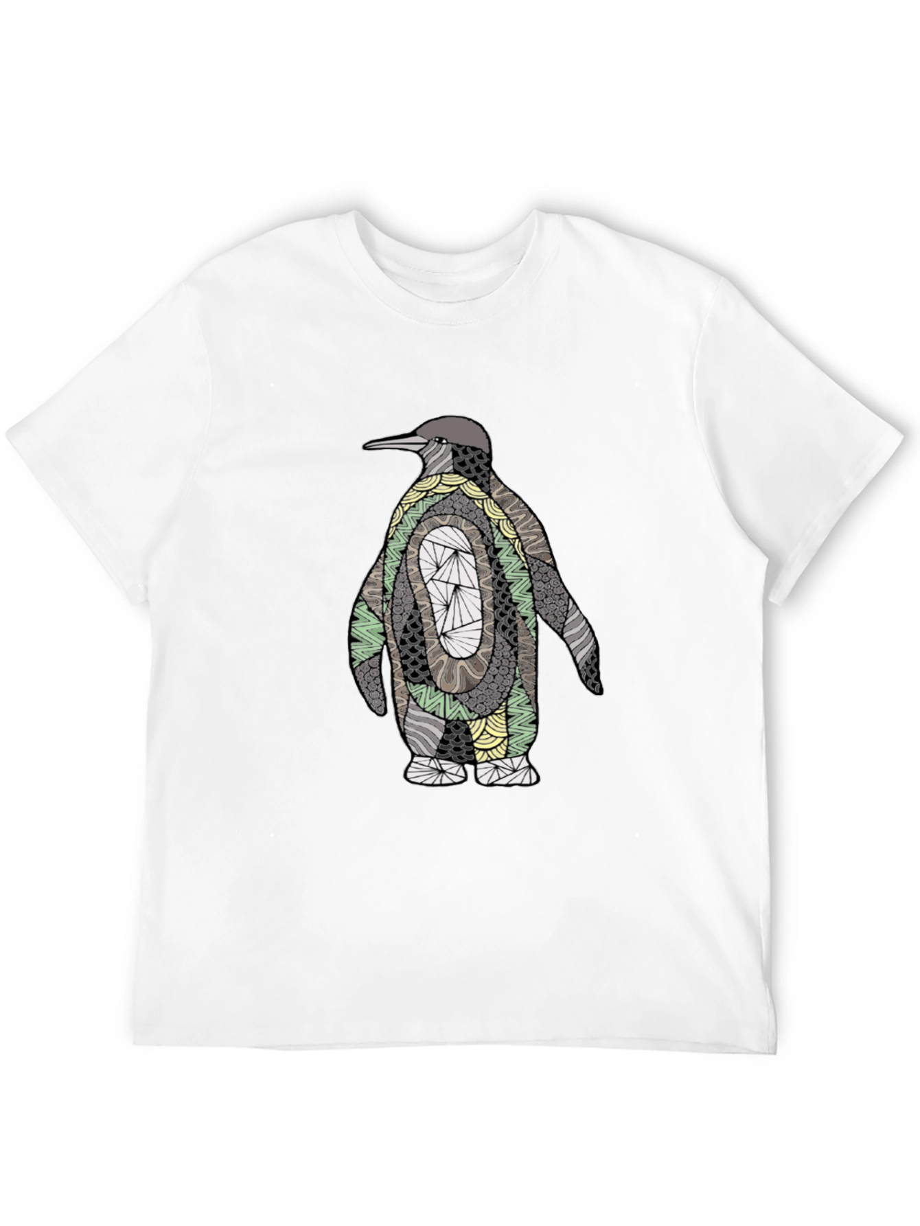 Abstract Penguin Graphic Tee - Black