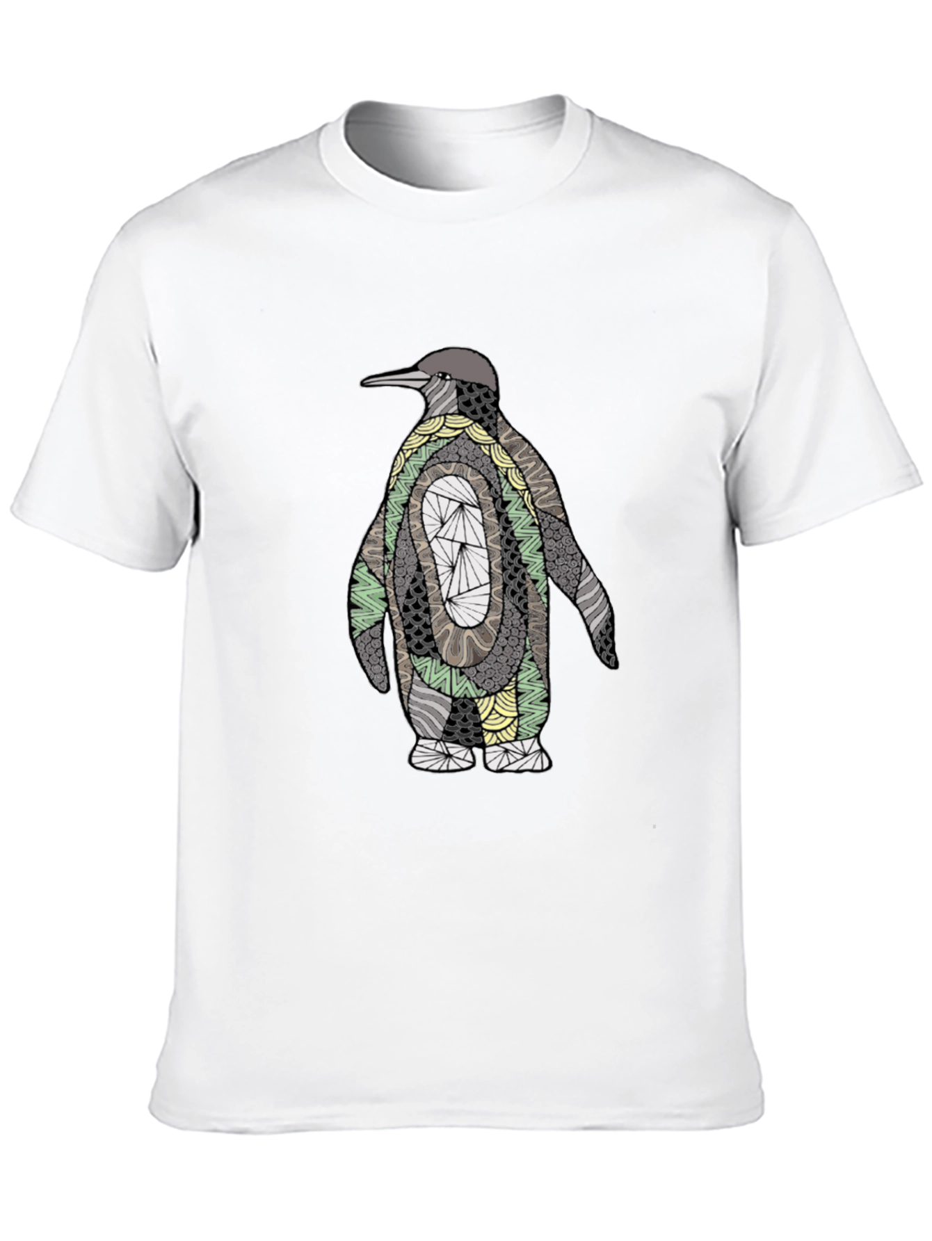 Abstract Penguin Graphic Tee - Black