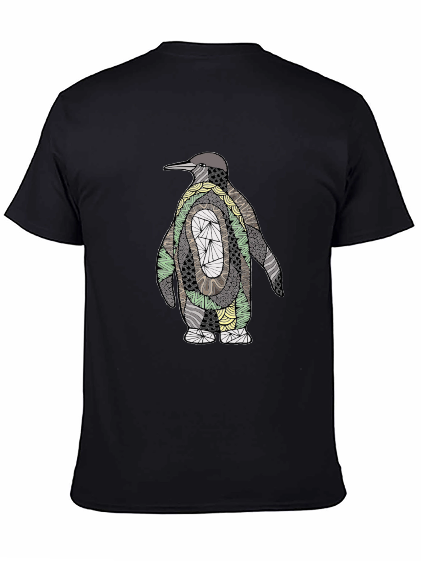 Abstract Penguin Graphic Tee - Black