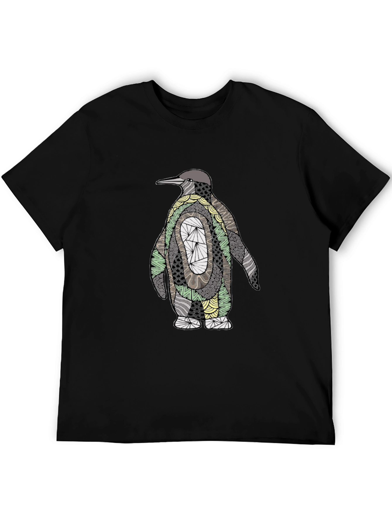 Abstract Penguin Graphic Tee - Black