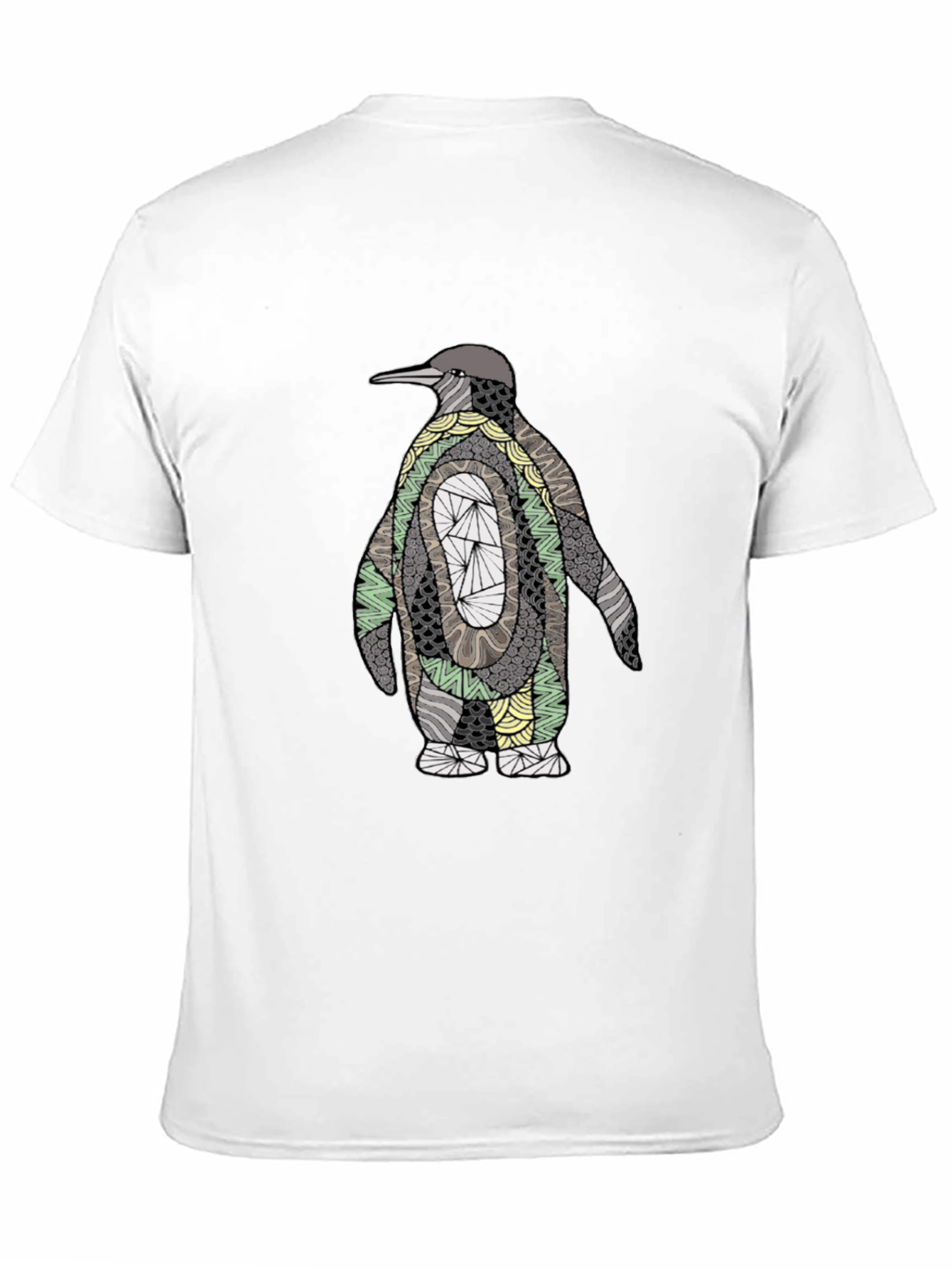 Abstract Penguin Graphic Tee - Black