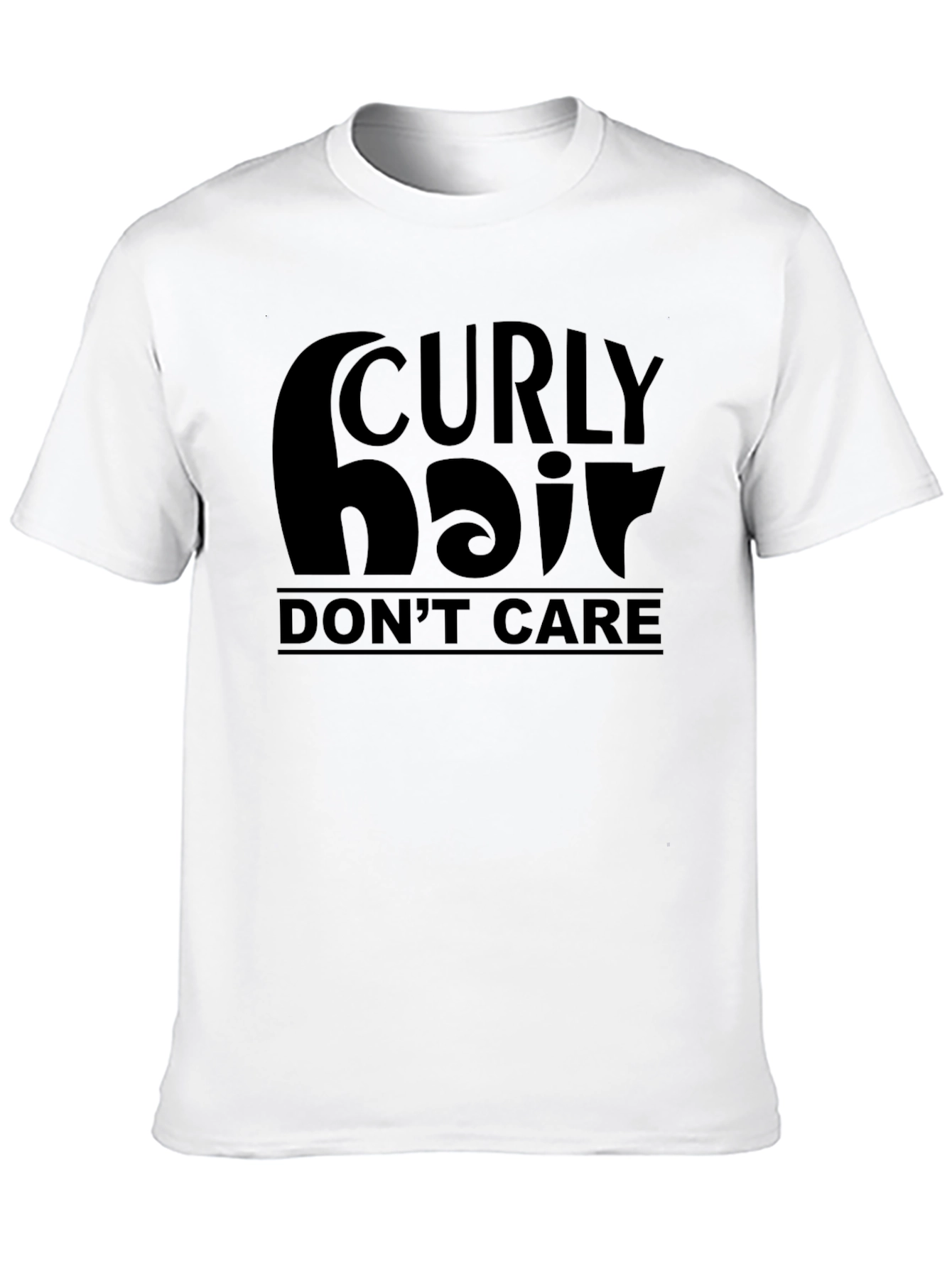 Curly Hair Dont Care Black T-Shirt