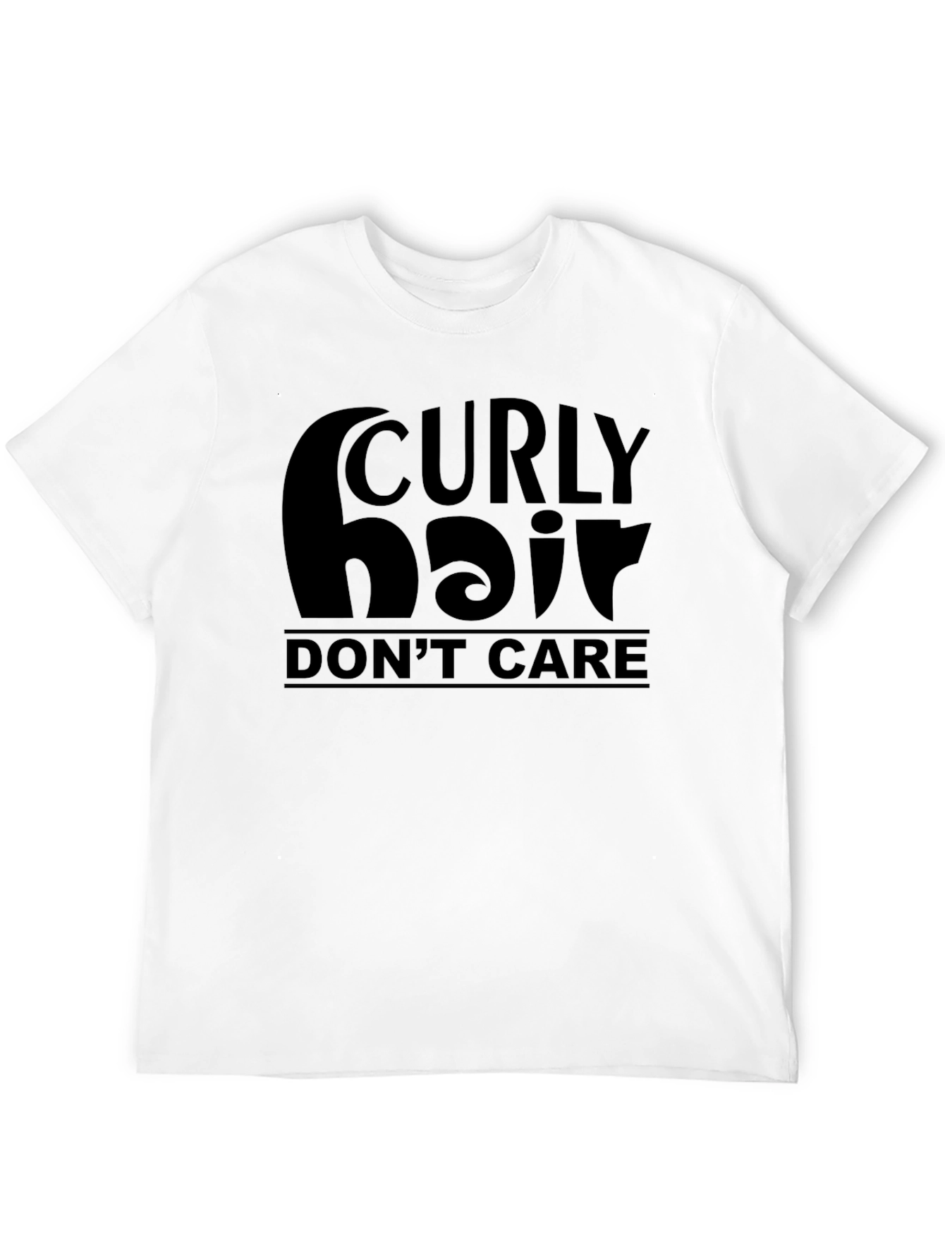 Curly Hair Dont Care Black T-Shirt