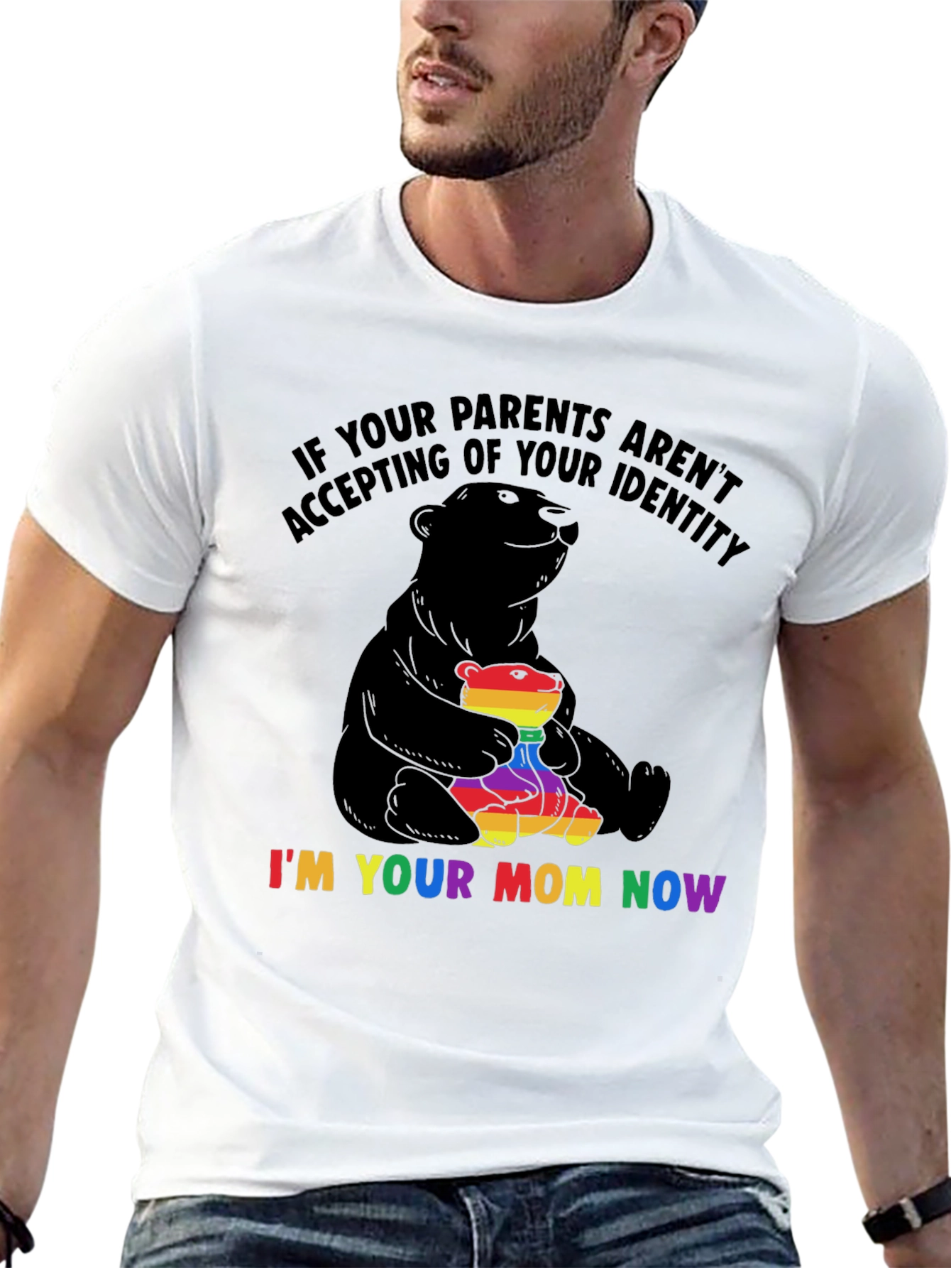 LGBTQ+ Supportive Bear Mom T-Shirt