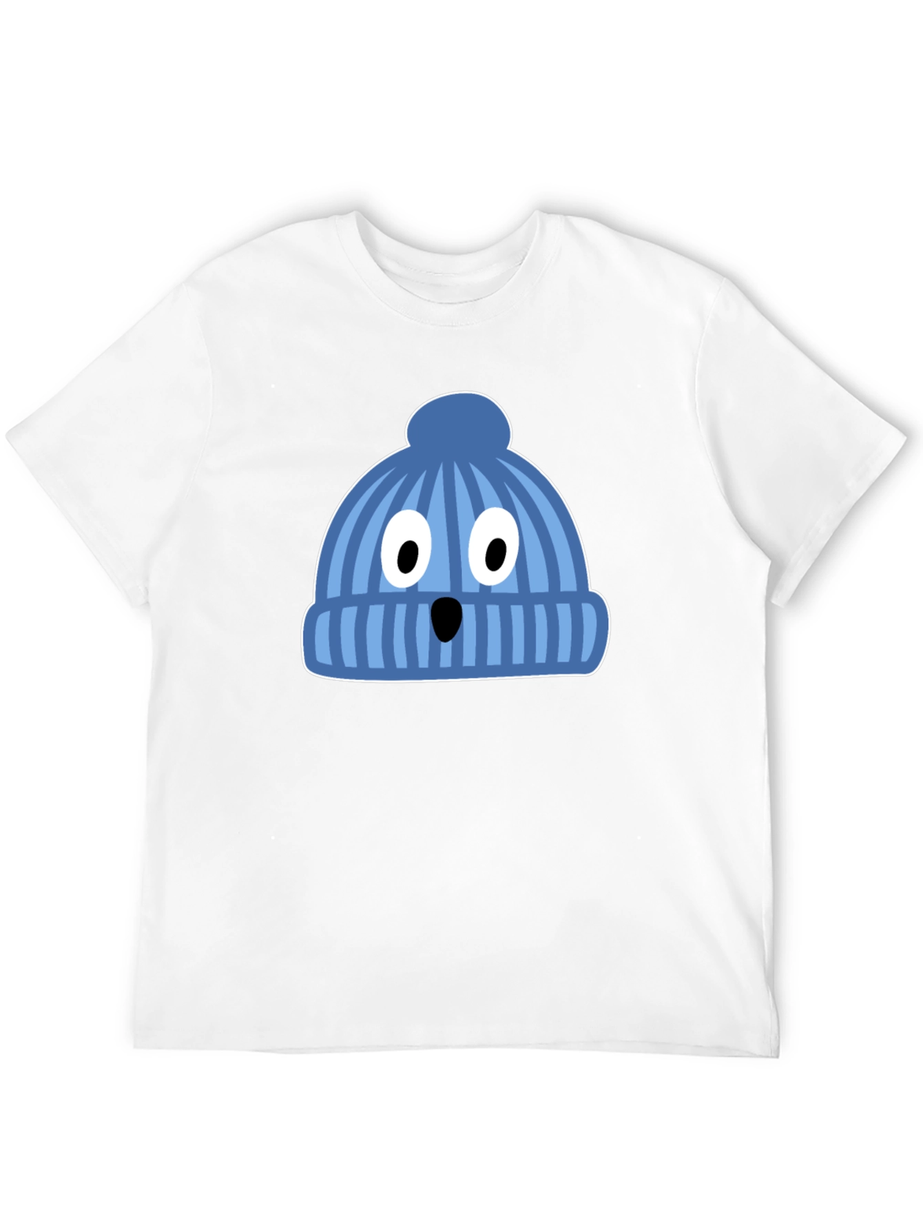 Funny Knit Hat Face Black T-Shirt