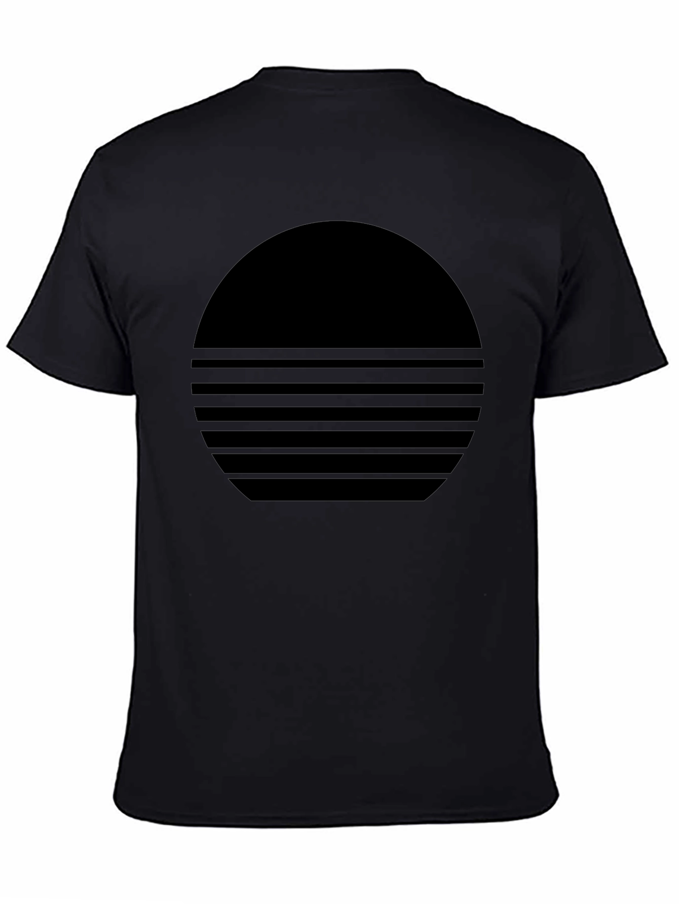 Modern Black Graphic Tee - Striped Circle Design