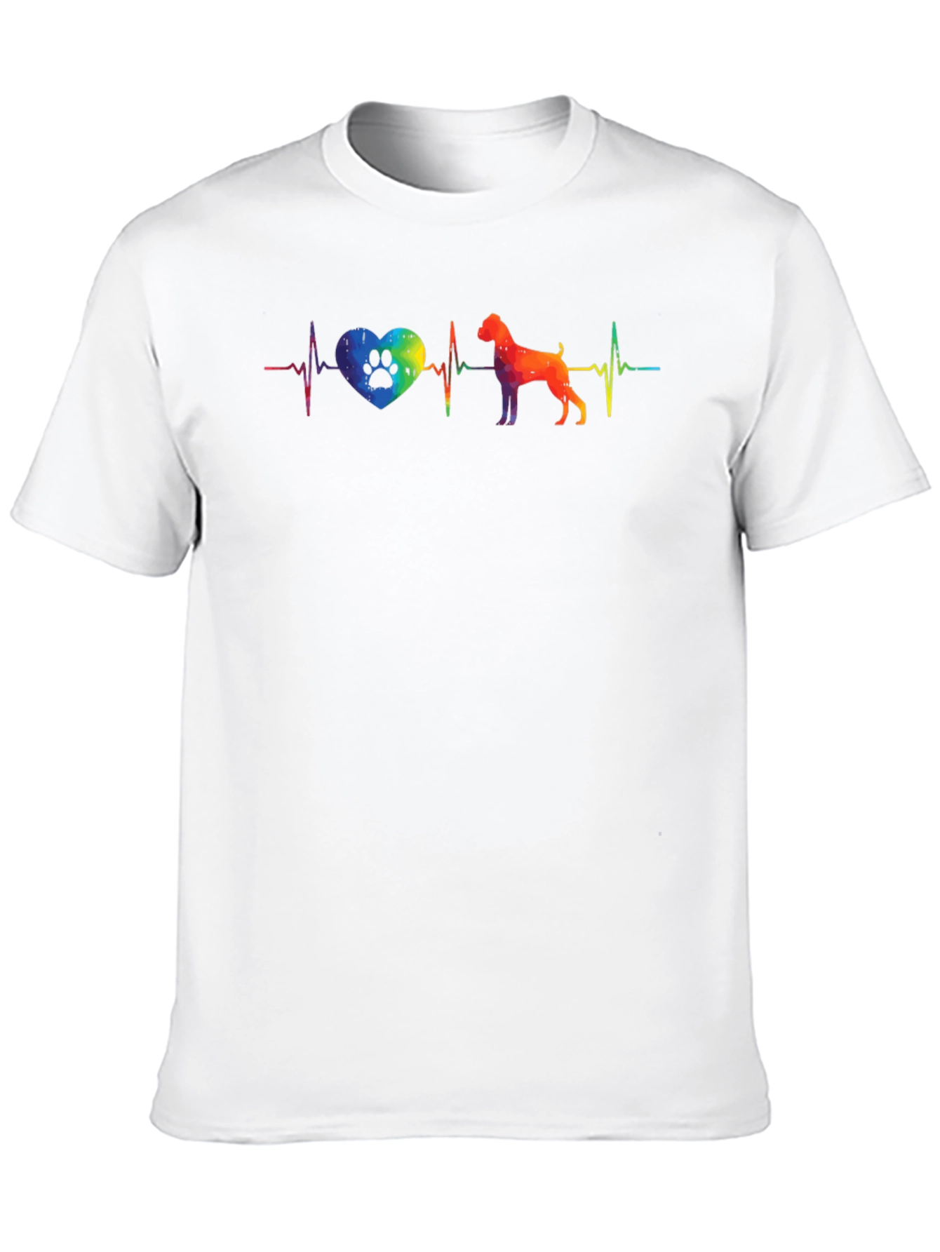 Dog Lover Rainbow Heartbeat T-Shirt