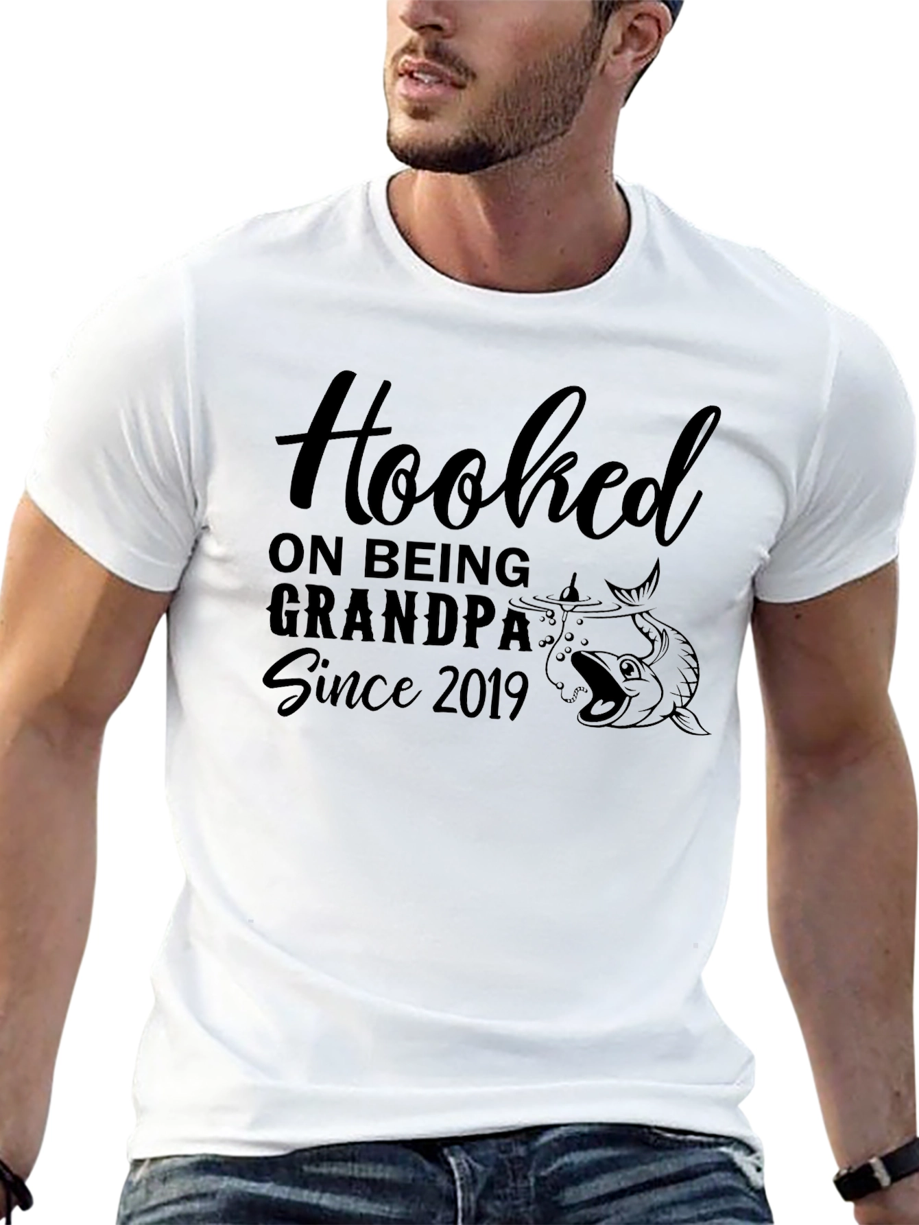 Hooked on Grandpa Since 2019 T-Shirt