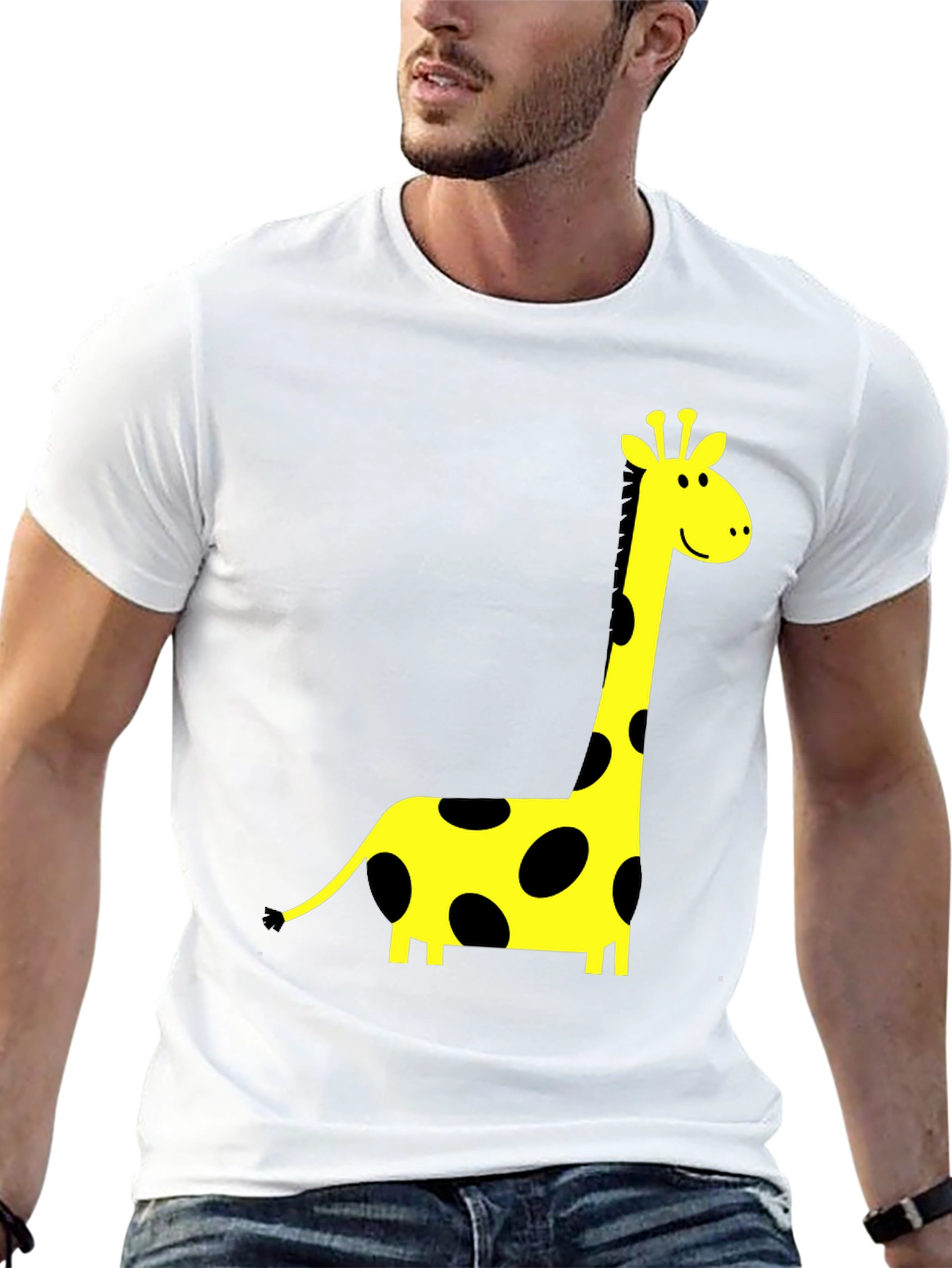 Black T-Shirt with Giraffe Print