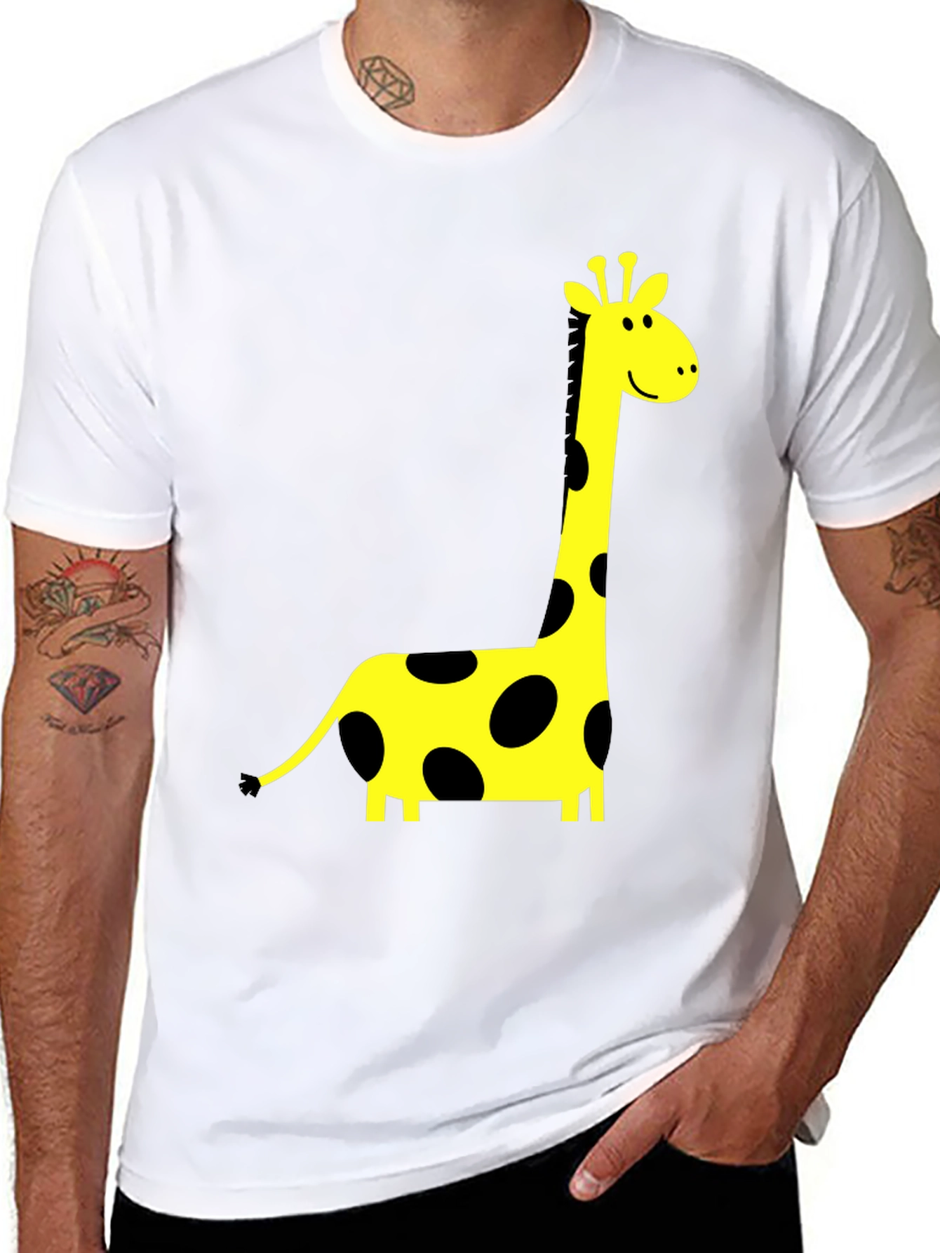 Black T-Shirt with Giraffe Print