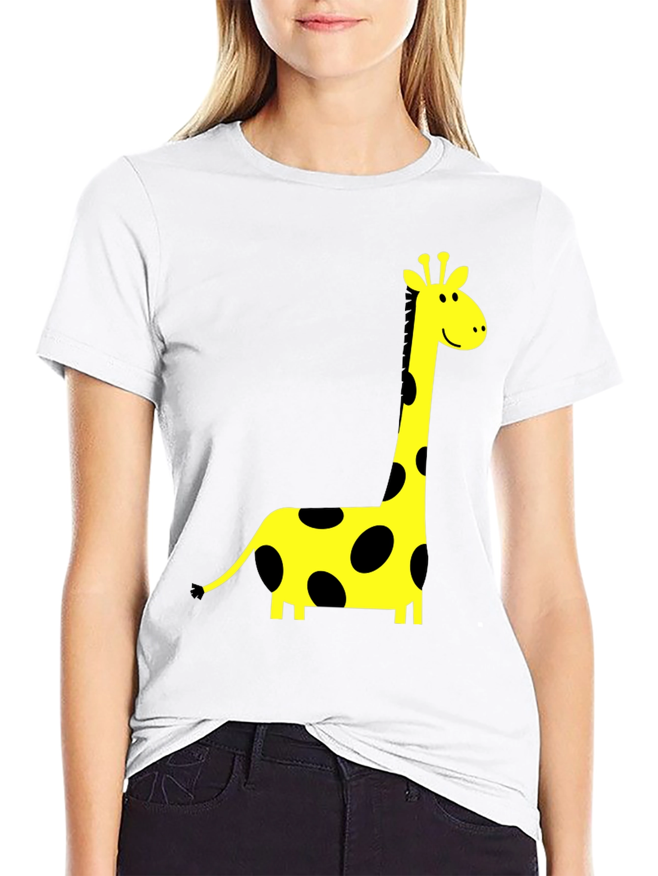 Black T-Shirt with Giraffe Print