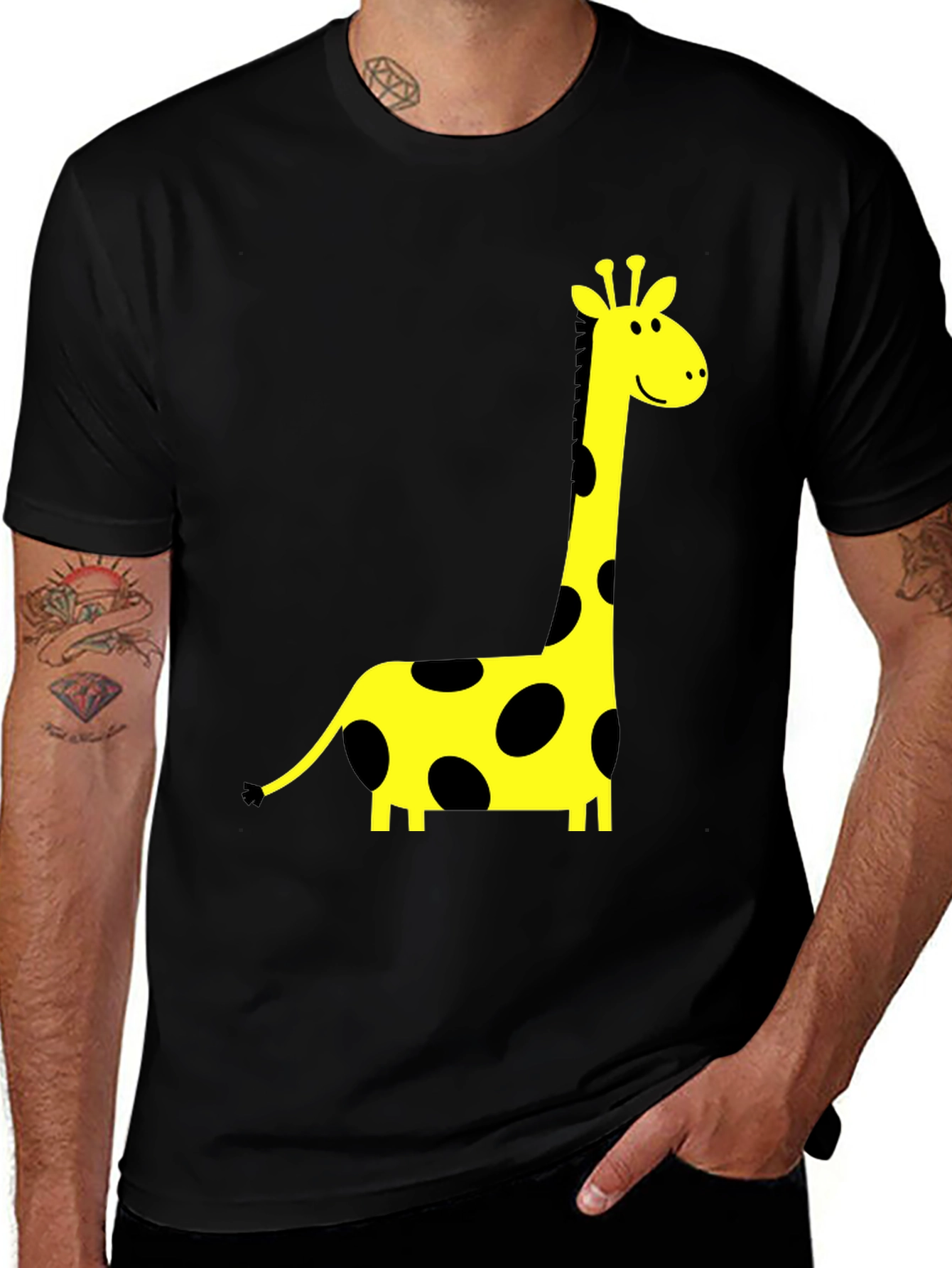 Black T-Shirt with Giraffe Print