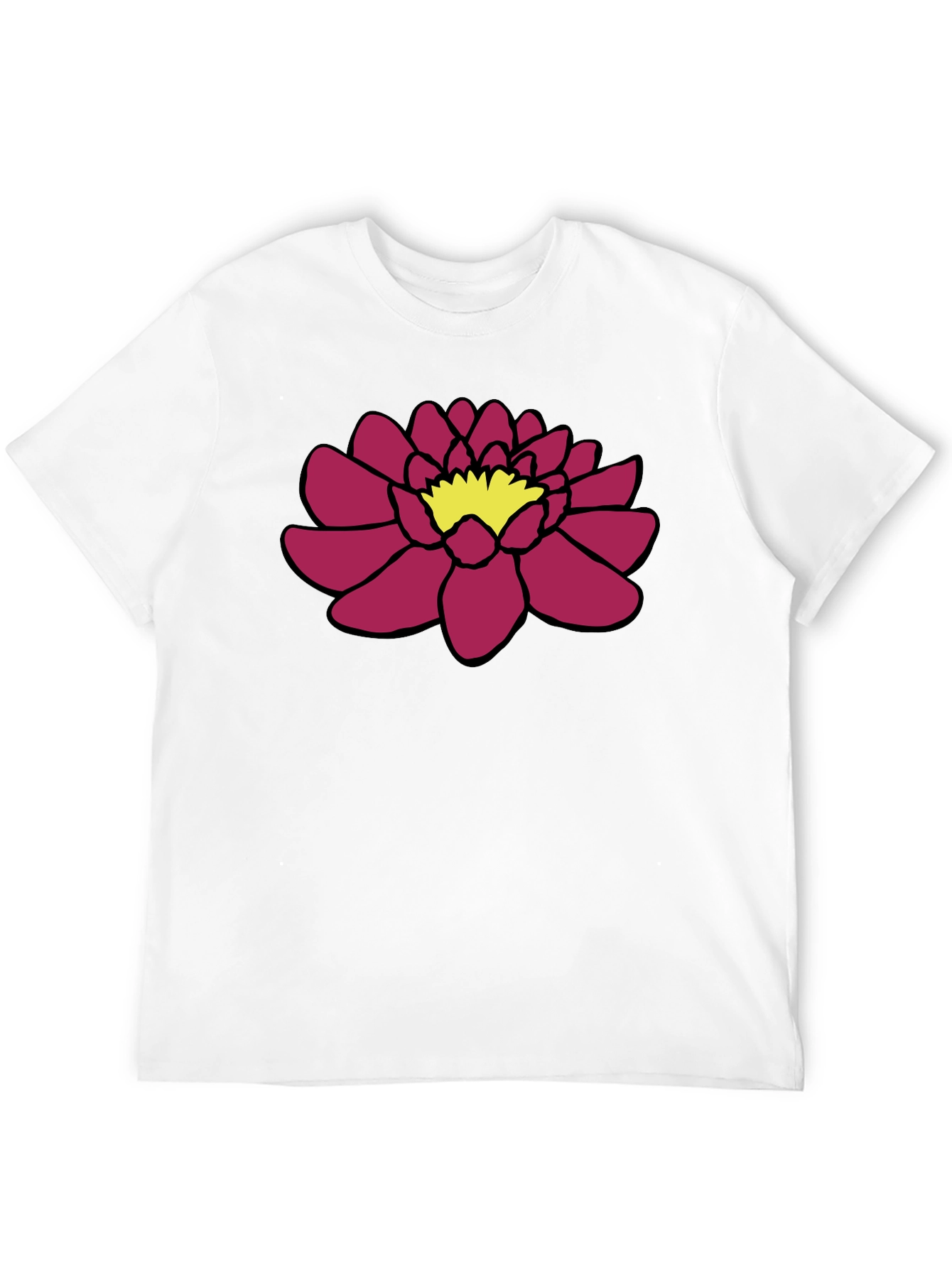 Black Tee with Floral Lotus Design