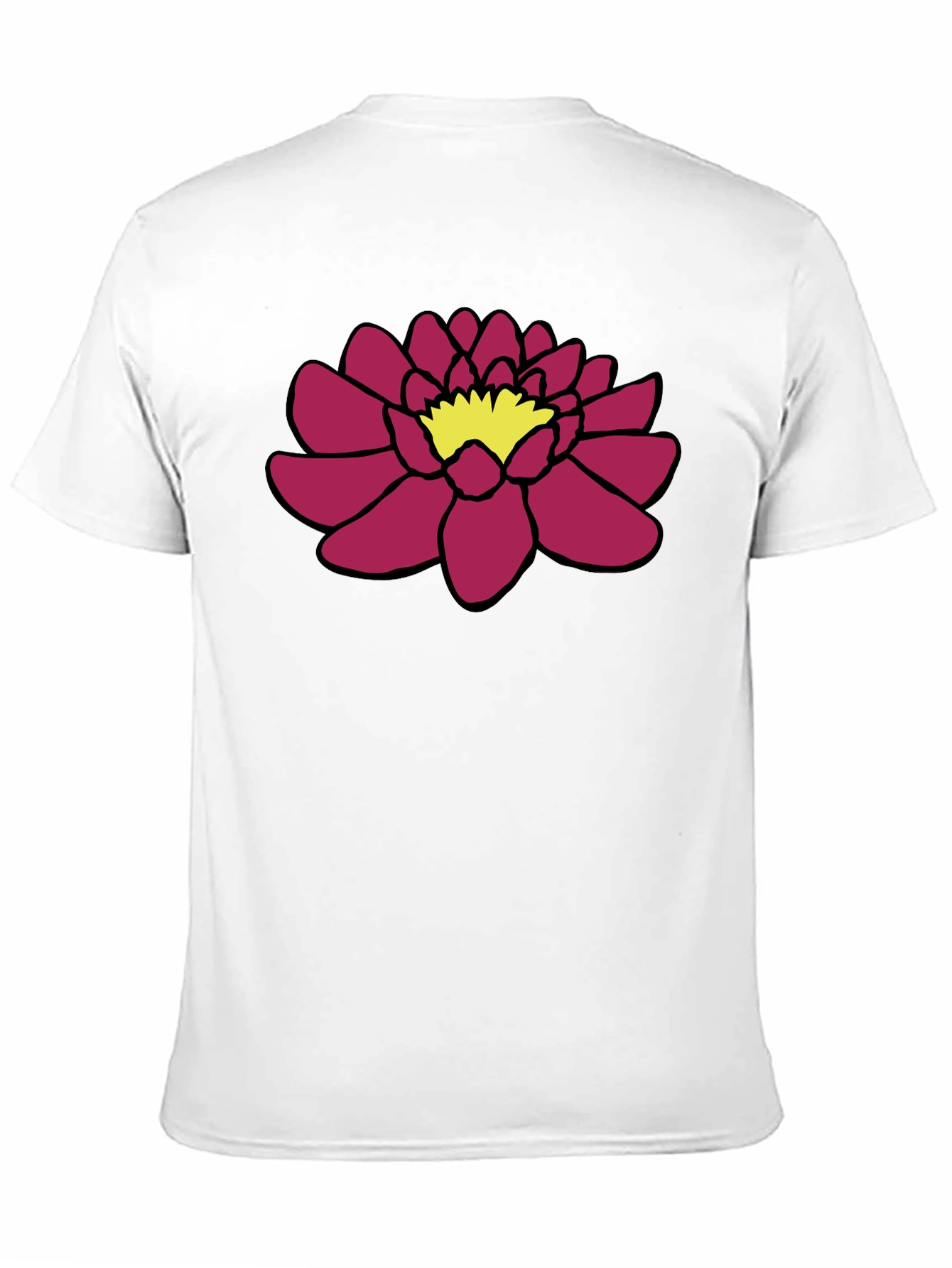 Black Tee with Floral Lotus Design