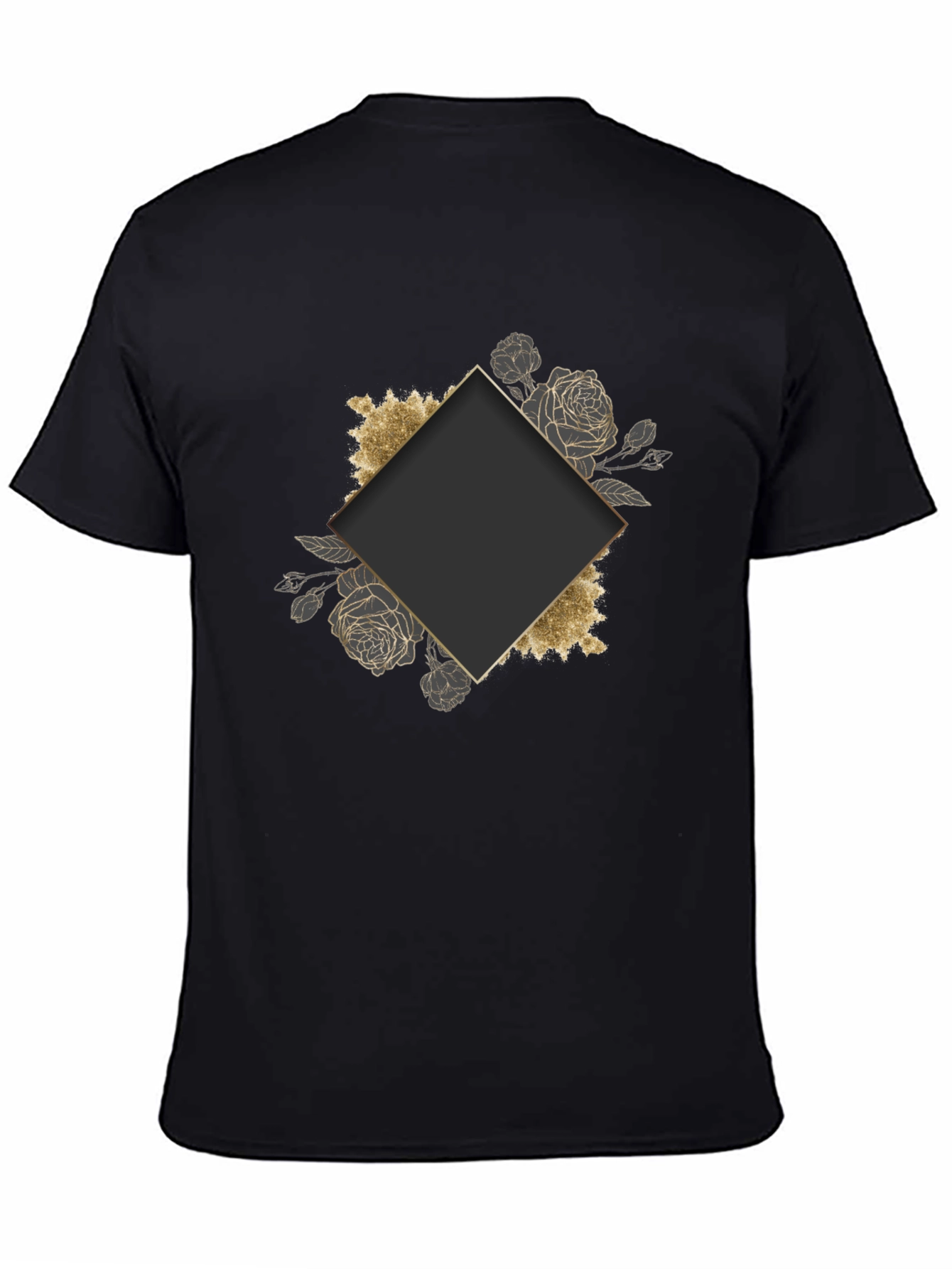 Stylish Black Tee with Floral Diamond Graphic