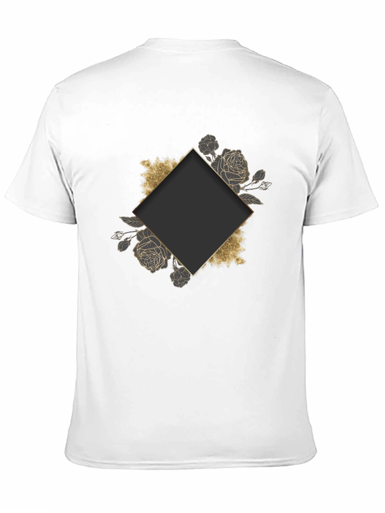 Stylish Black Tee with Floral Diamond Graphic