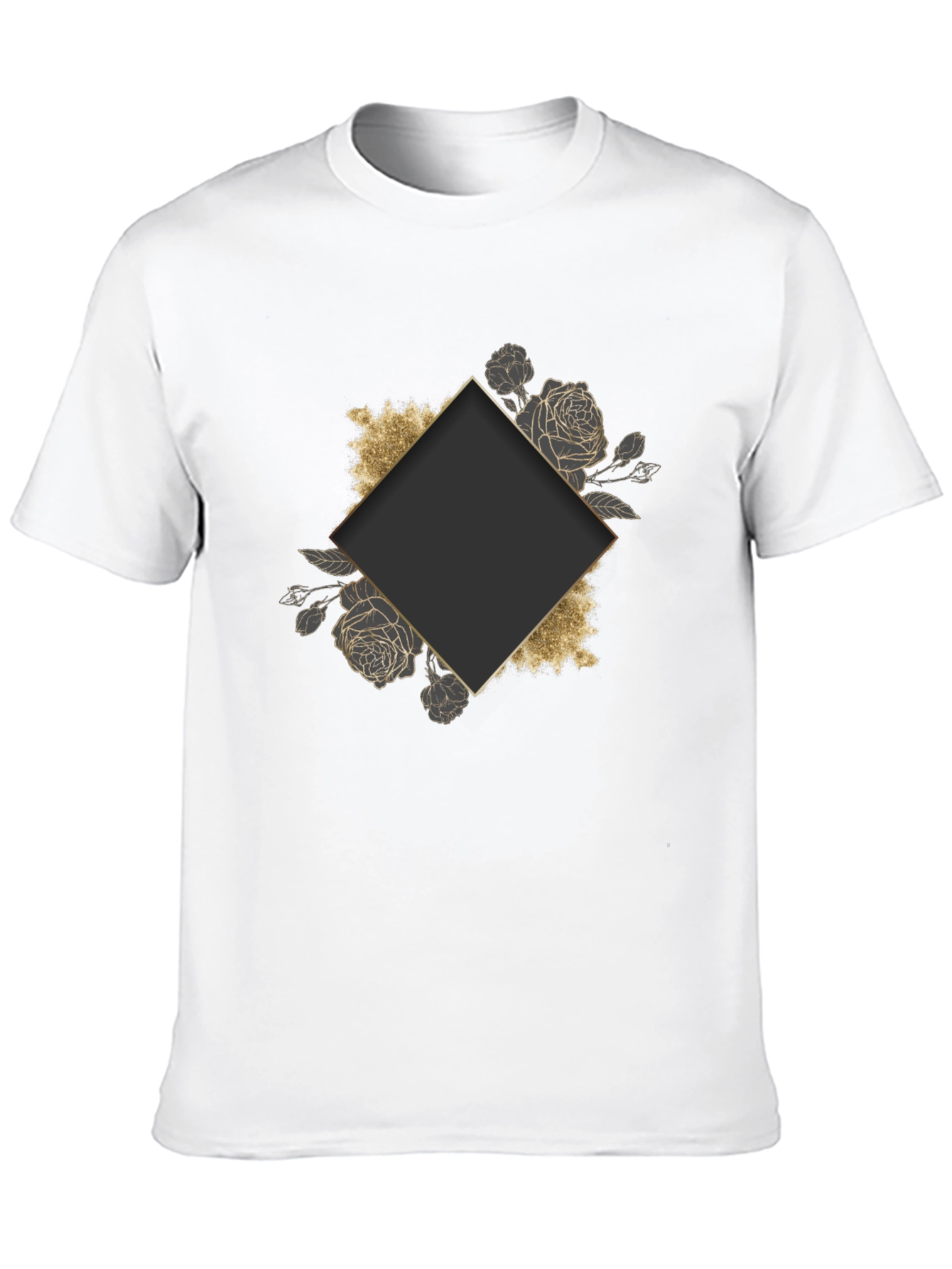 Stylish Black Tee with Floral Diamond Graphic