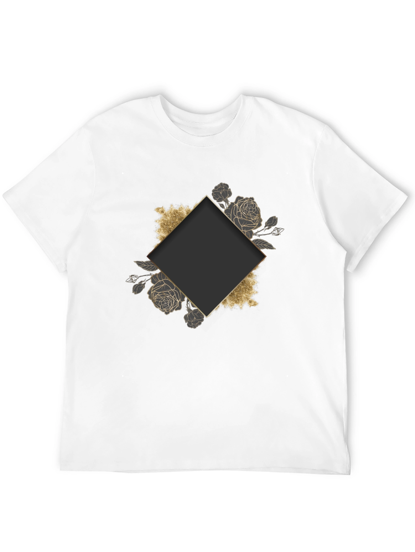 Stylish Black Tee with Floral Diamond Graphic