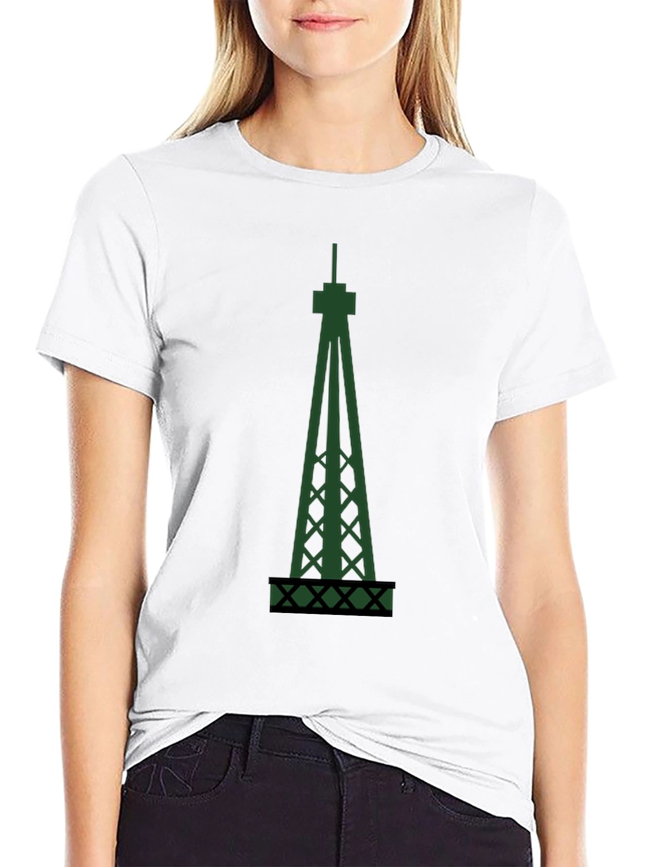 Green Derrick T-Shirt - Stylish Oil Rig Design