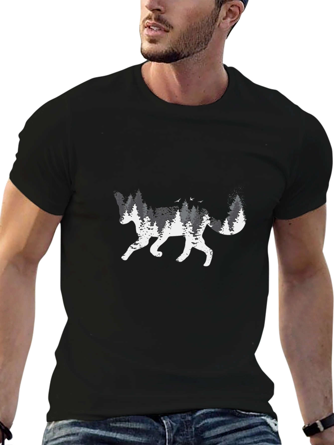 Forest Fox Graphic T-Shirt - Black