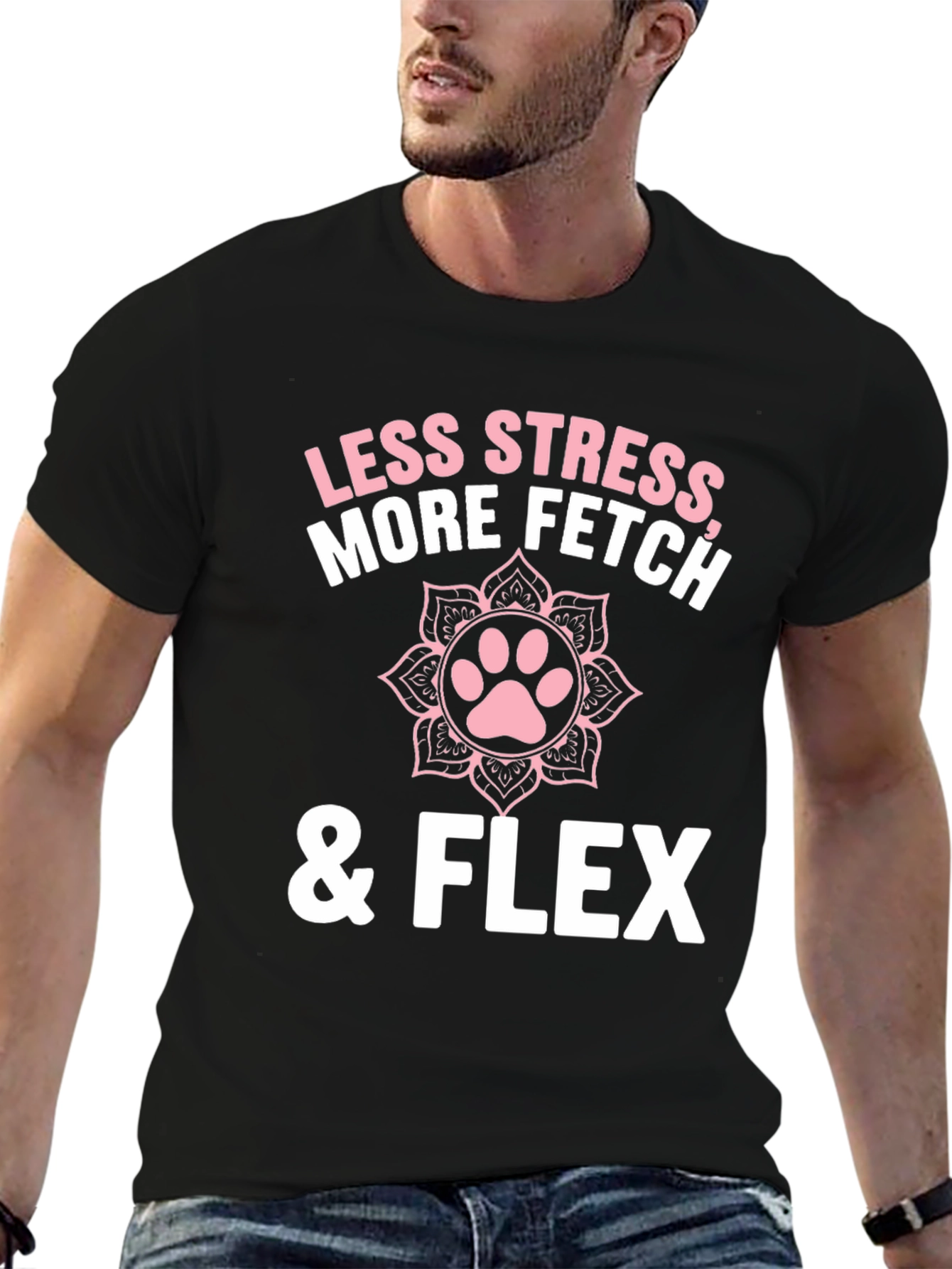 Less Stress More Fetch & Flex Graphic T-Shirt