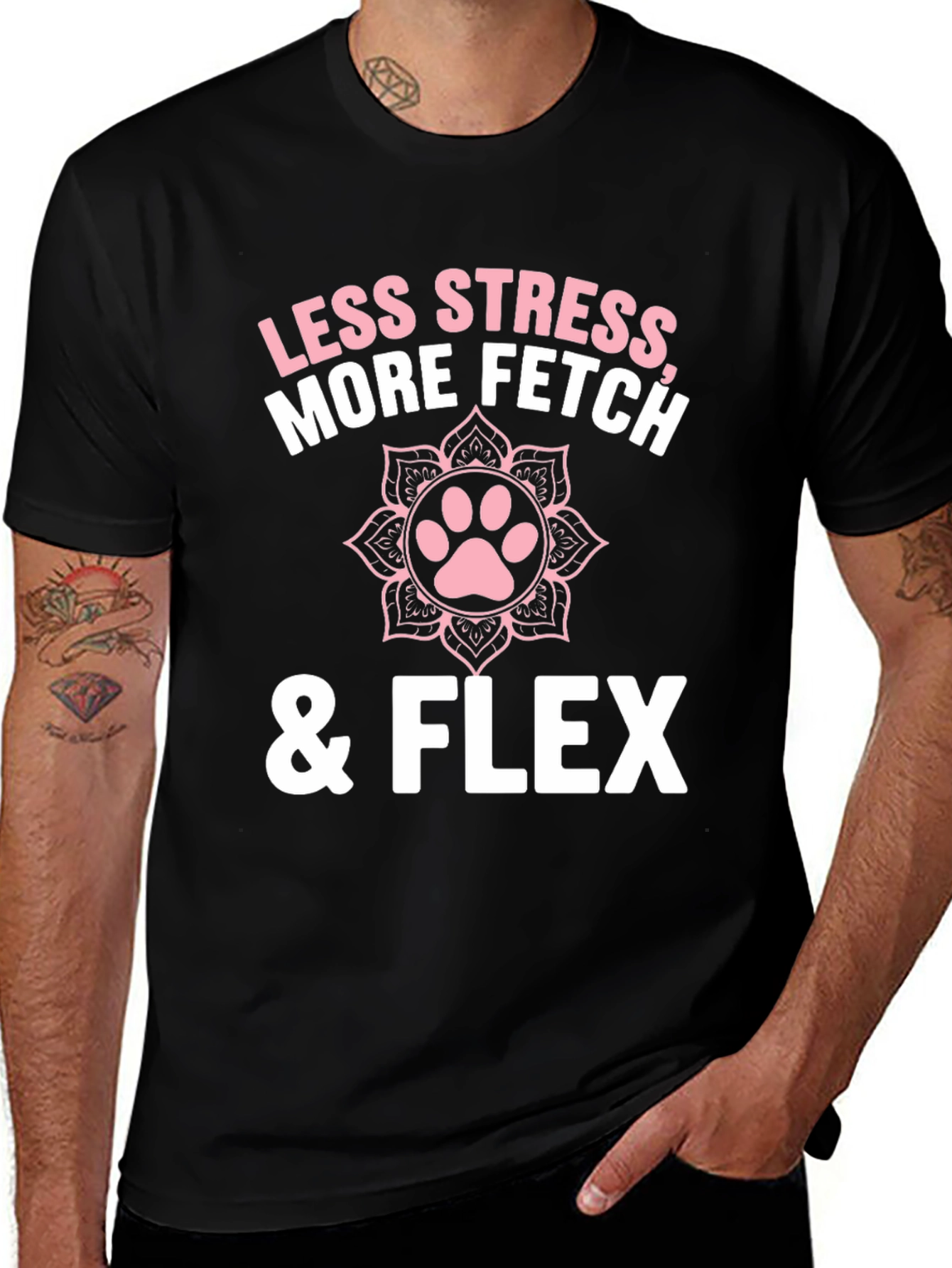 Less Stress More Fetch & Flex Graphic T-Shirt
