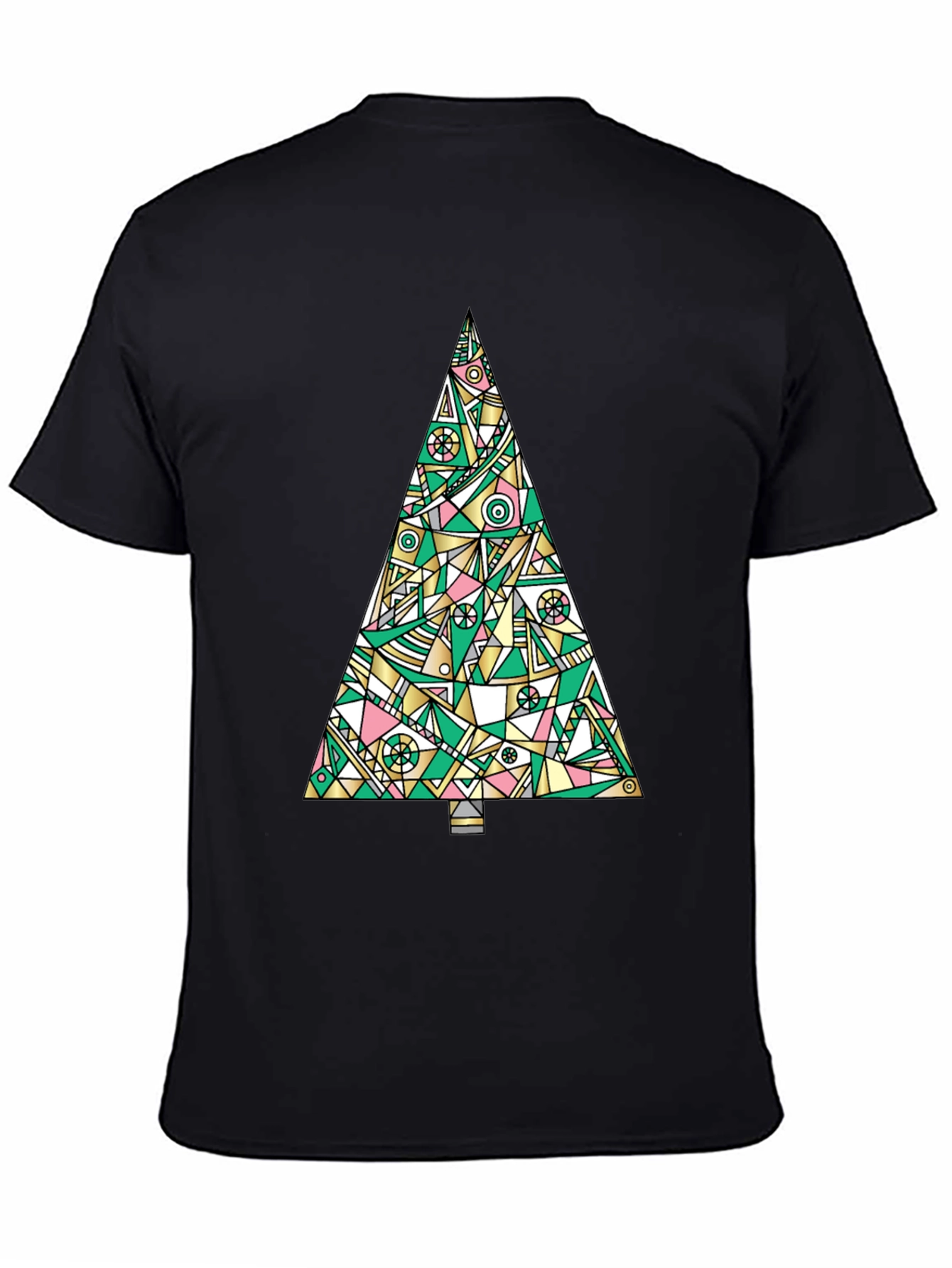 Abstract Christmas Tree Graphic Tee - Black
