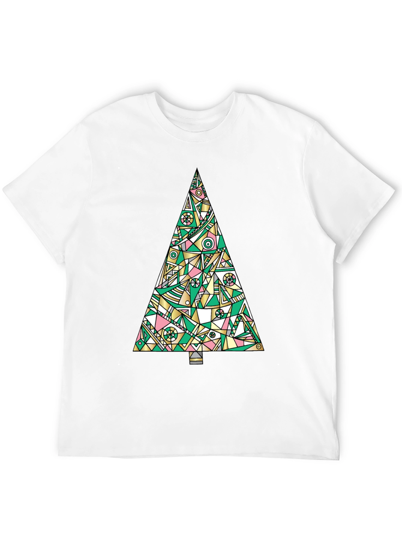 Abstract Christmas Tree Graphic Tee - Black