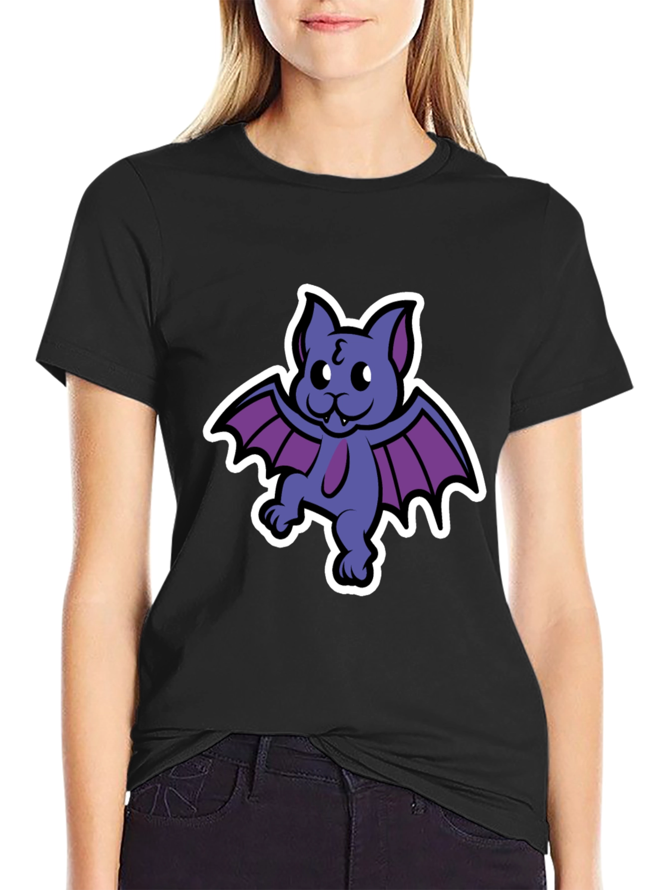 Cute Cartoon Bat Graphic T-Shirt