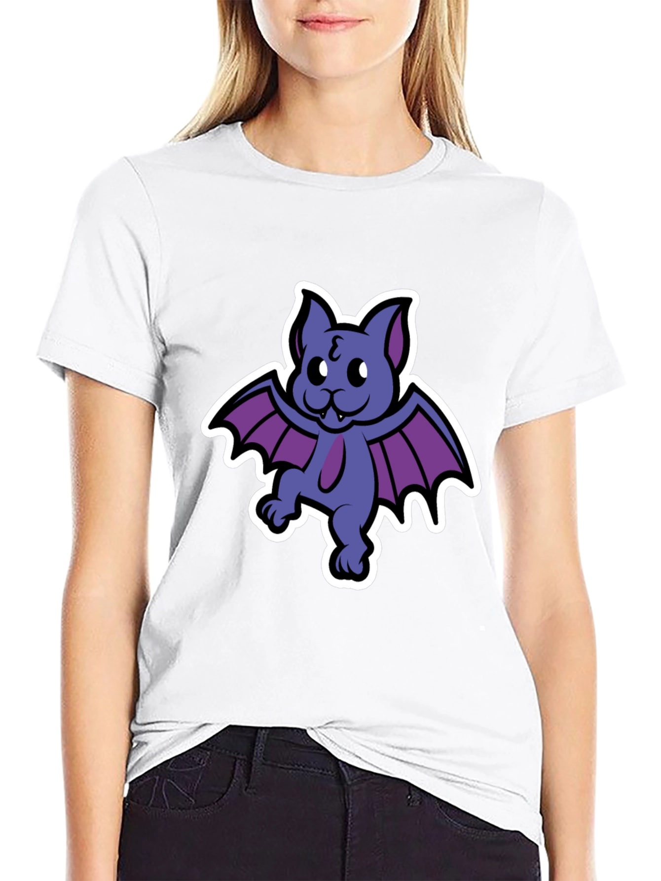 Cute Cartoon Bat Graphic T-Shirt