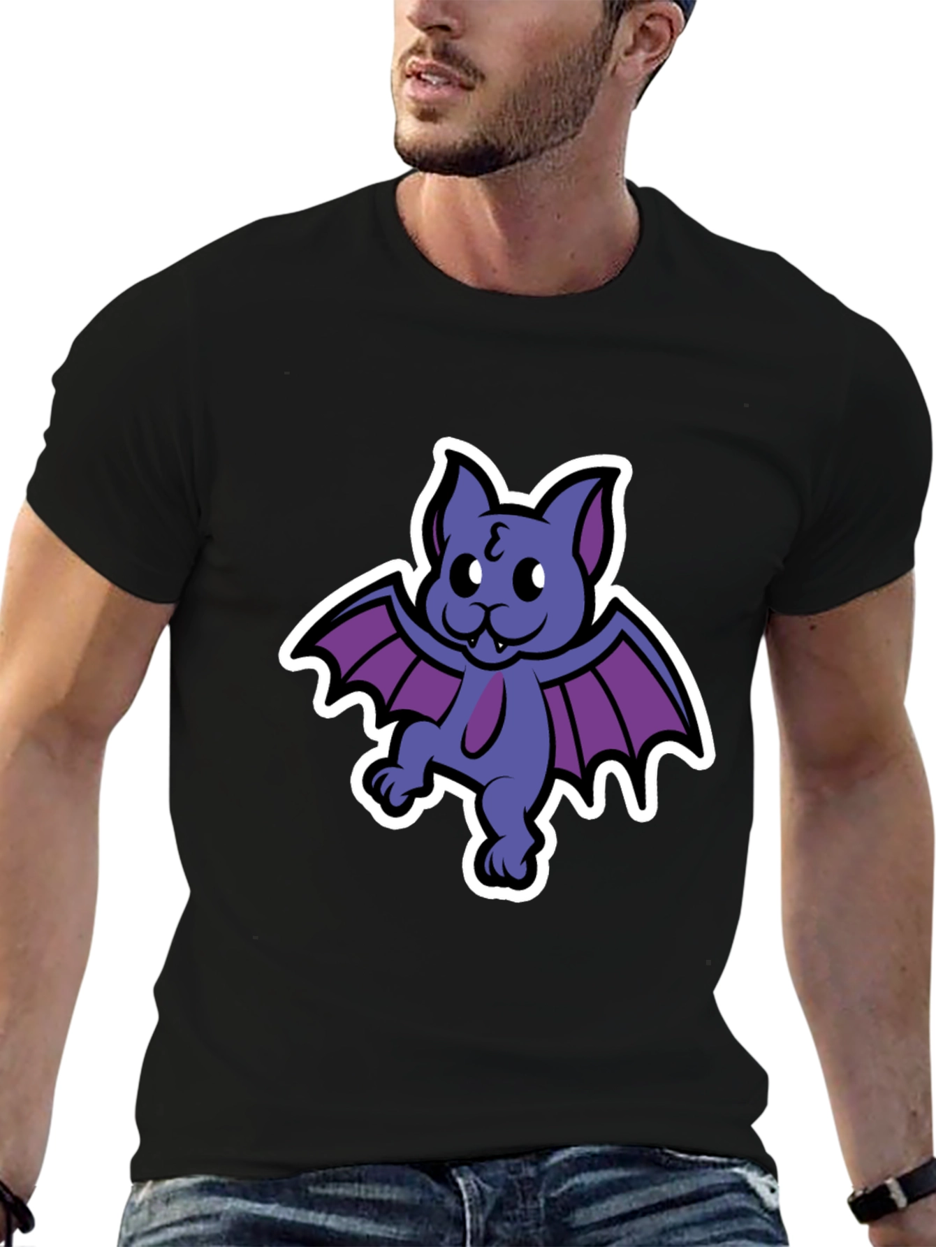 Cute Cartoon Bat Graphic T-Shirt