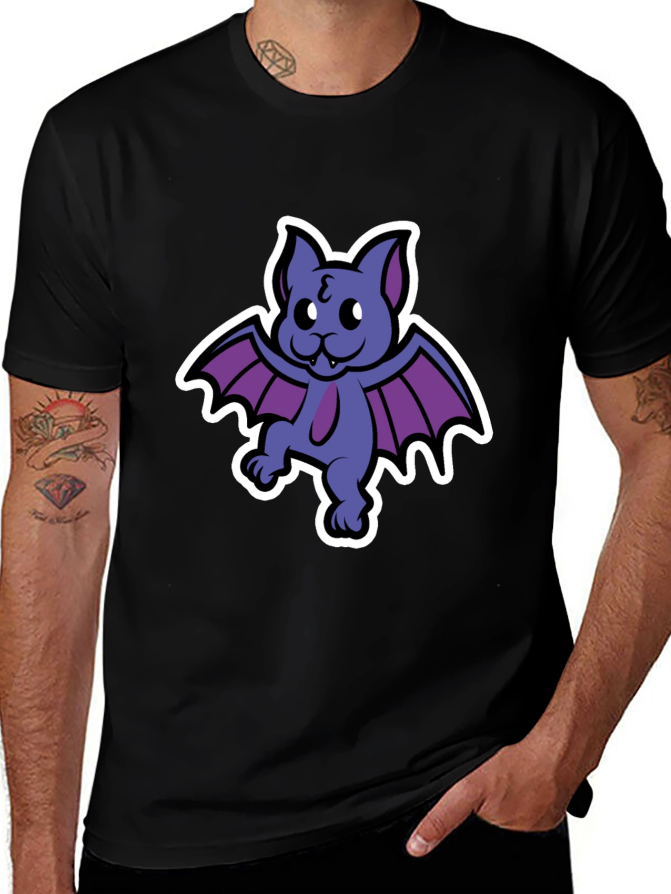 Cute Cartoon Bat Graphic T-Shirt