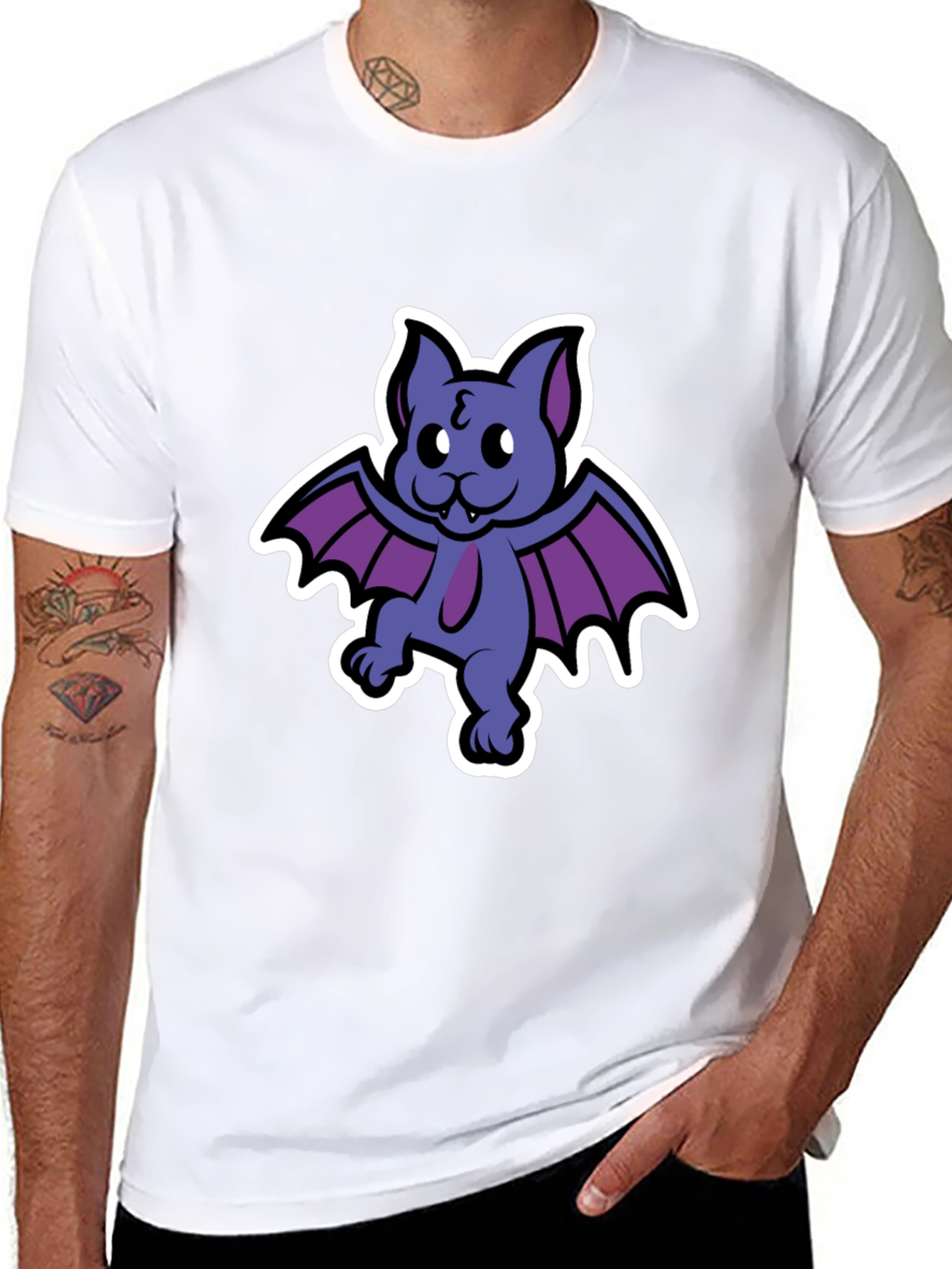 Cute Cartoon Bat Graphic T-Shirt