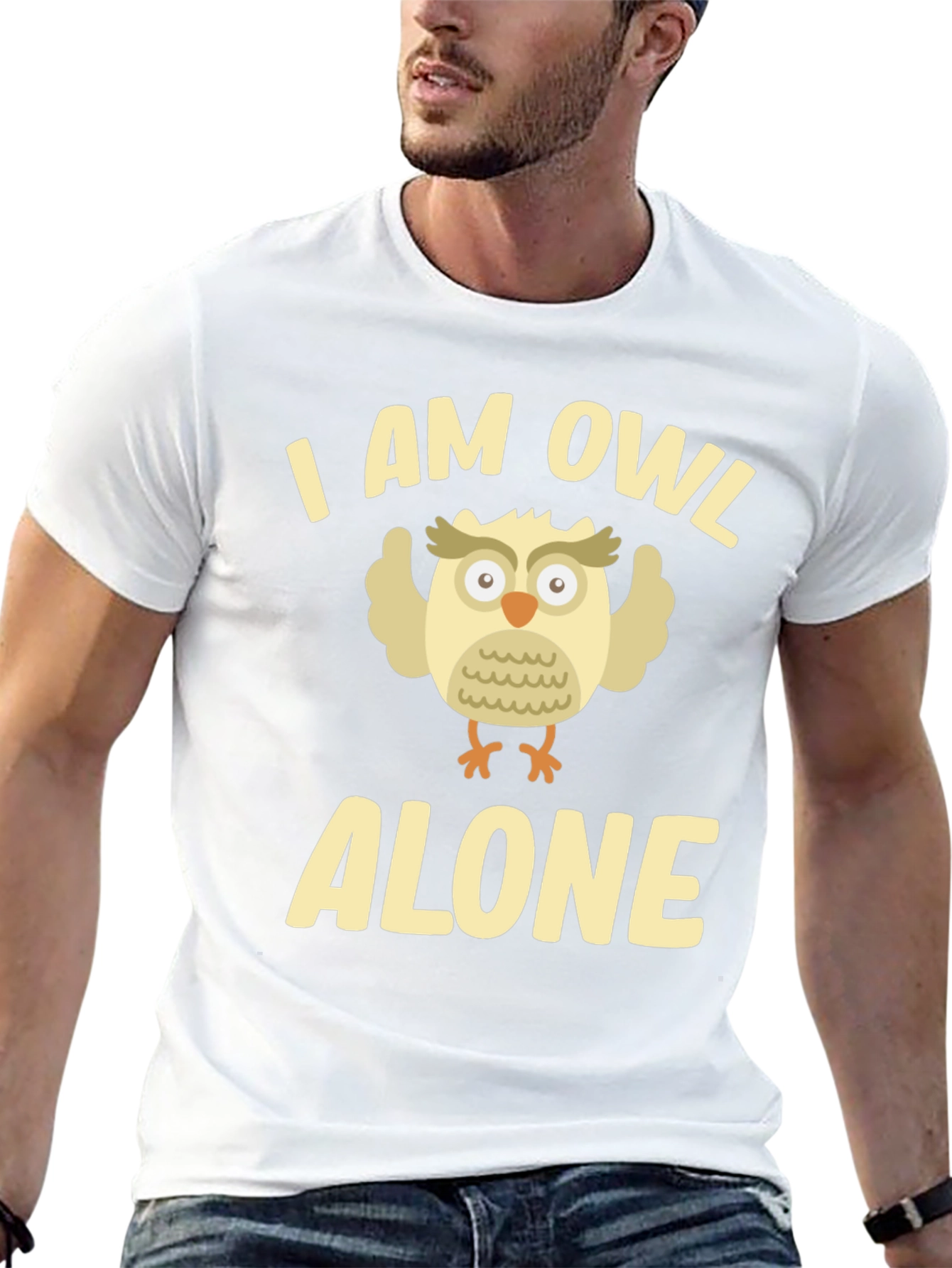 I Am Owl Alone Black Graphic T-Shirt