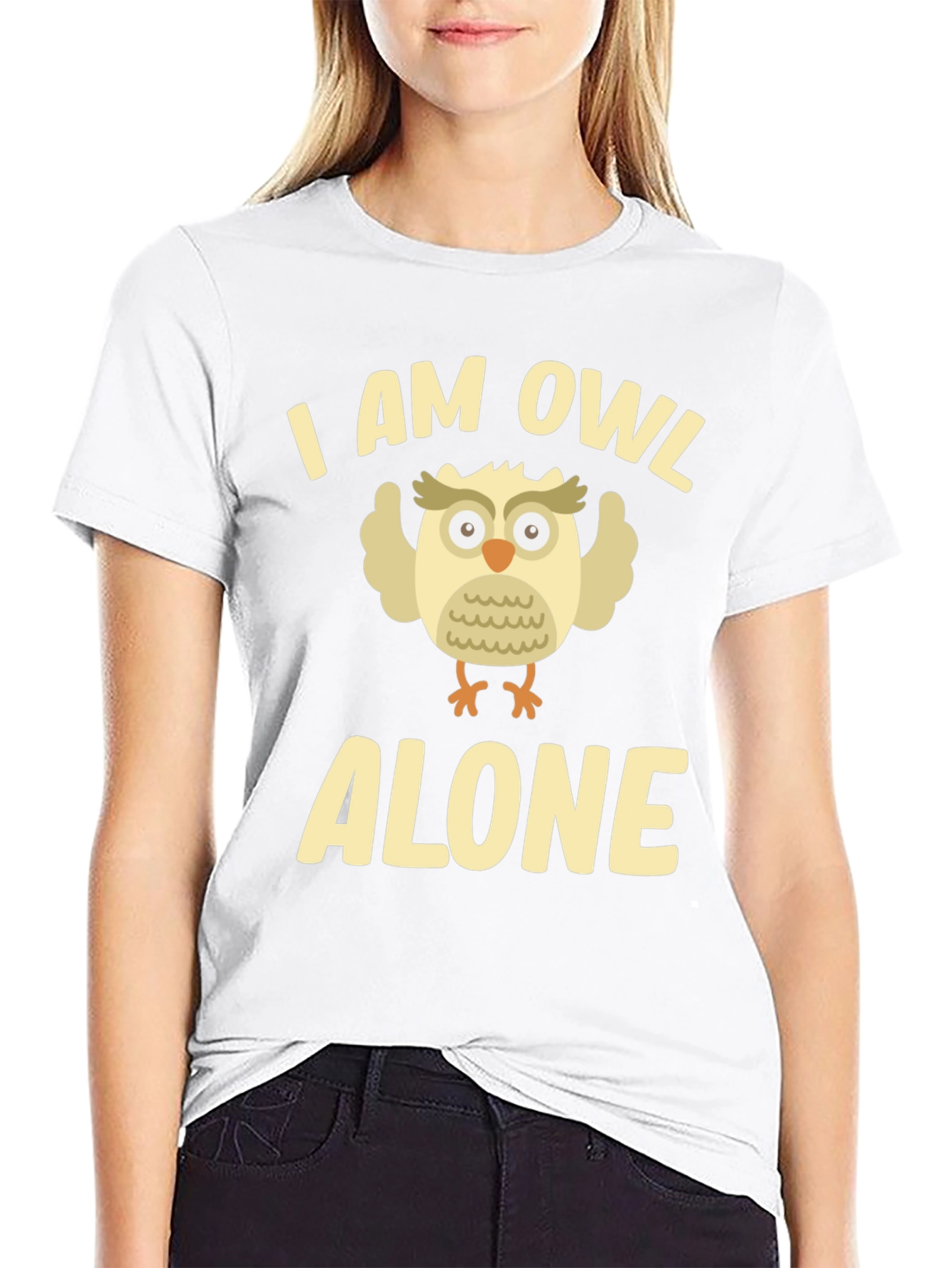 I Am Owl Alone Black Graphic T-Shirt