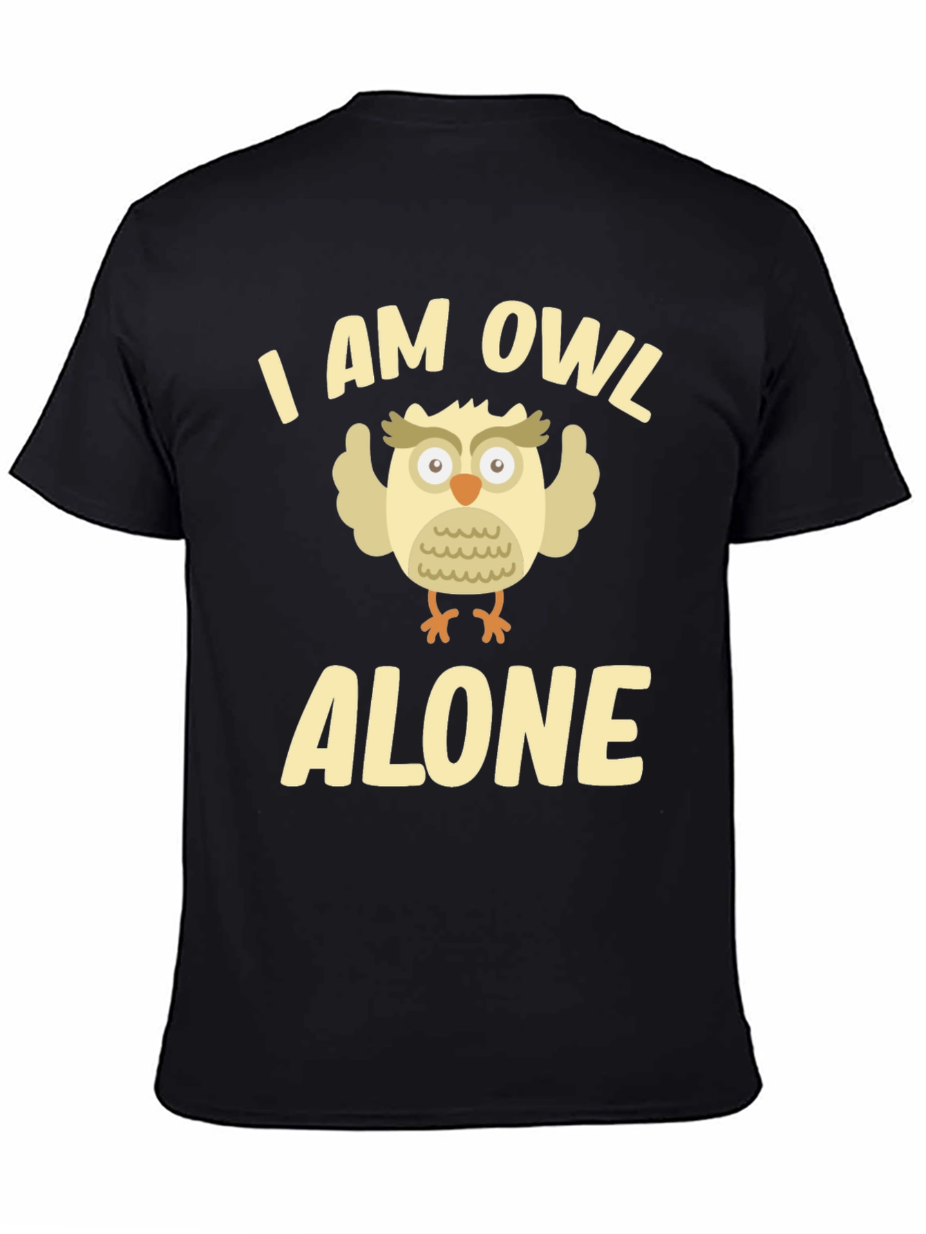 I Am Owl Alone Black Graphic T-Shirt