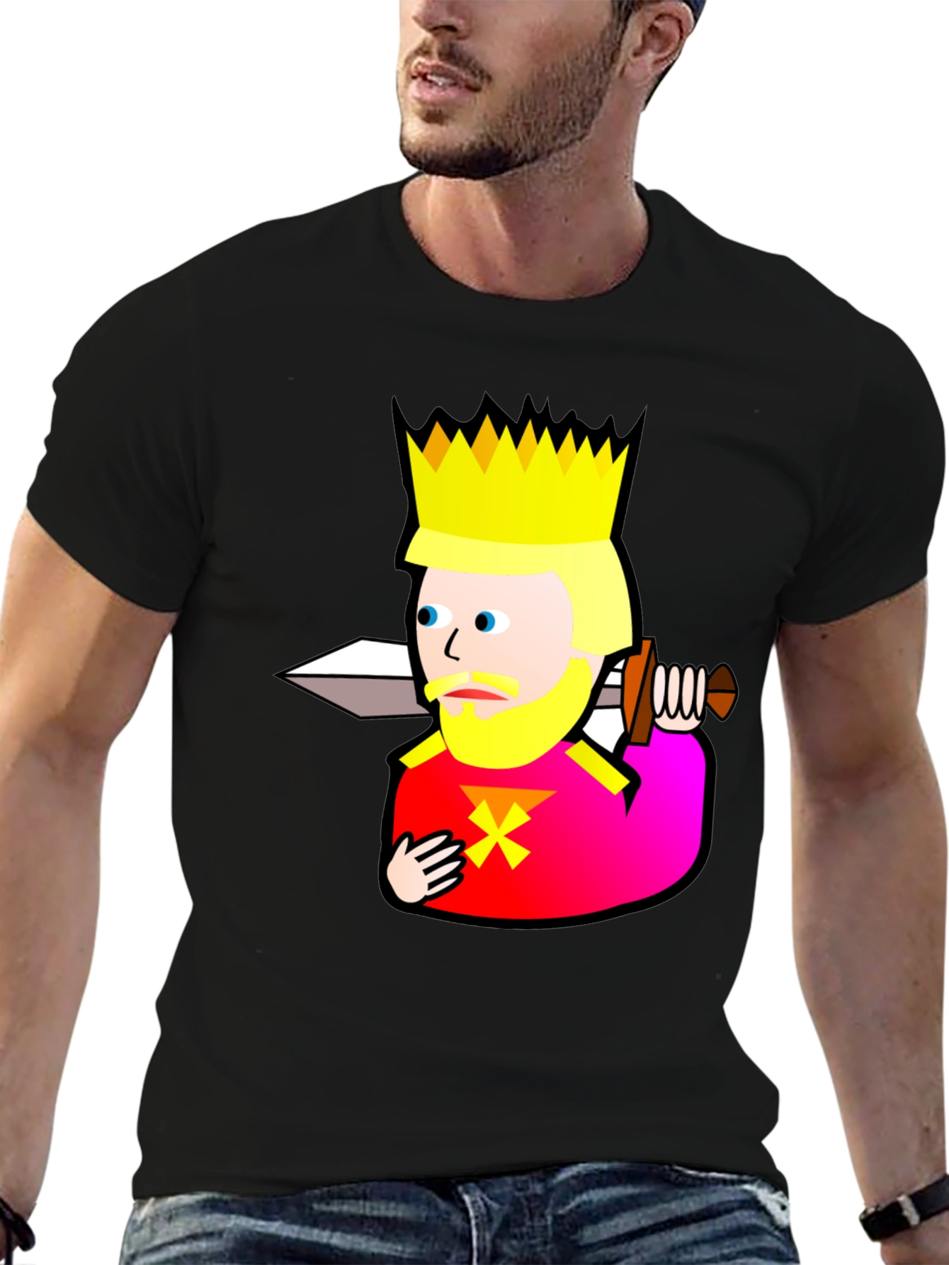 King Graphic Tee - Black Cotton T-Shirt