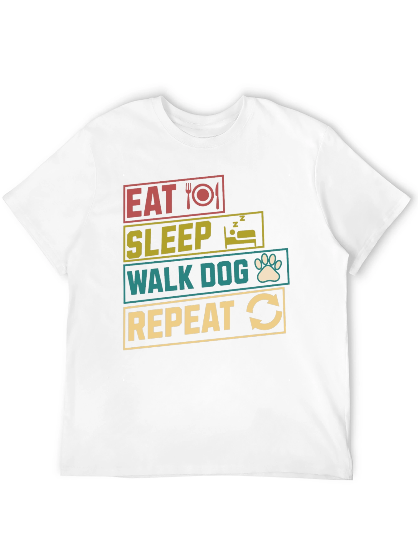 Eat Sleep Walk Dog Repeat Black T-Shirt