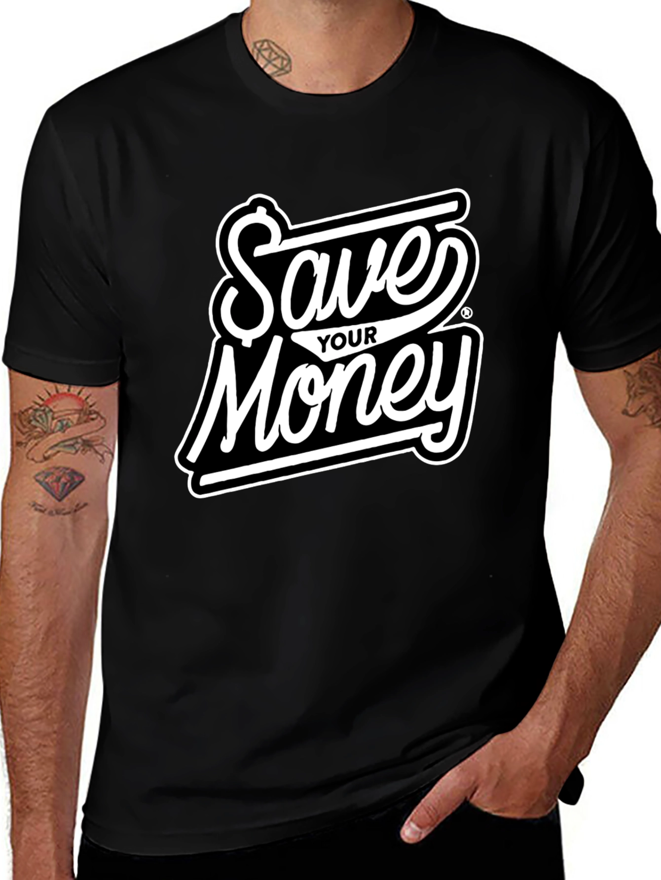 Save Your Money Black T-Shirt - Stylish Graphic Tee