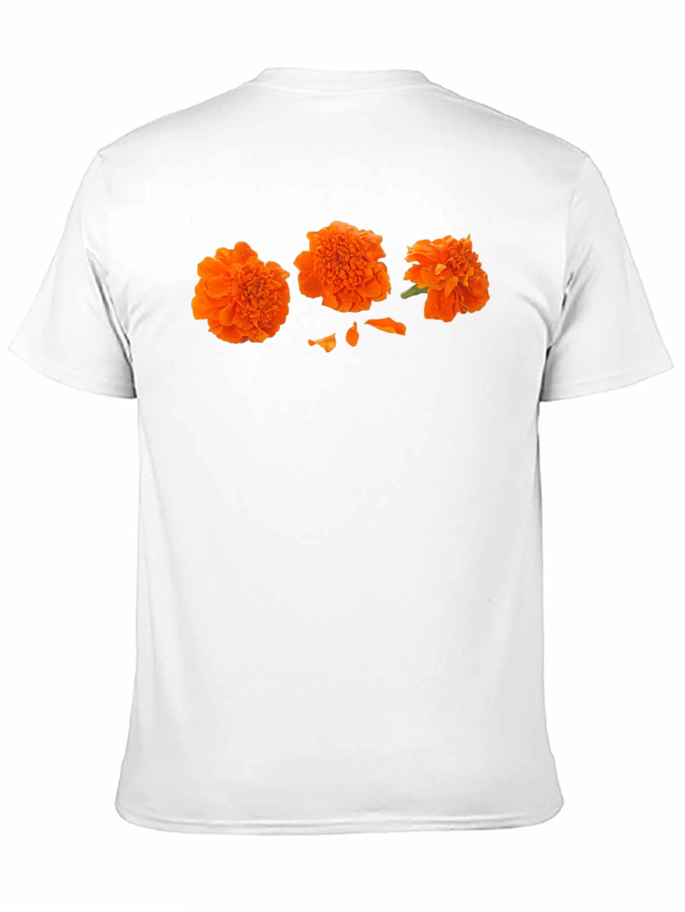 Orange Flower Print Black T-Shirt - Casual Style