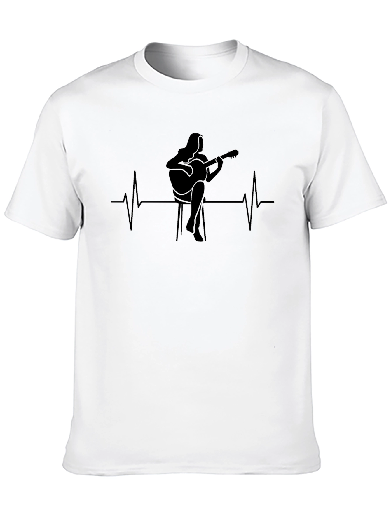 Guitarist Heartbeat Graphic Tee - Black