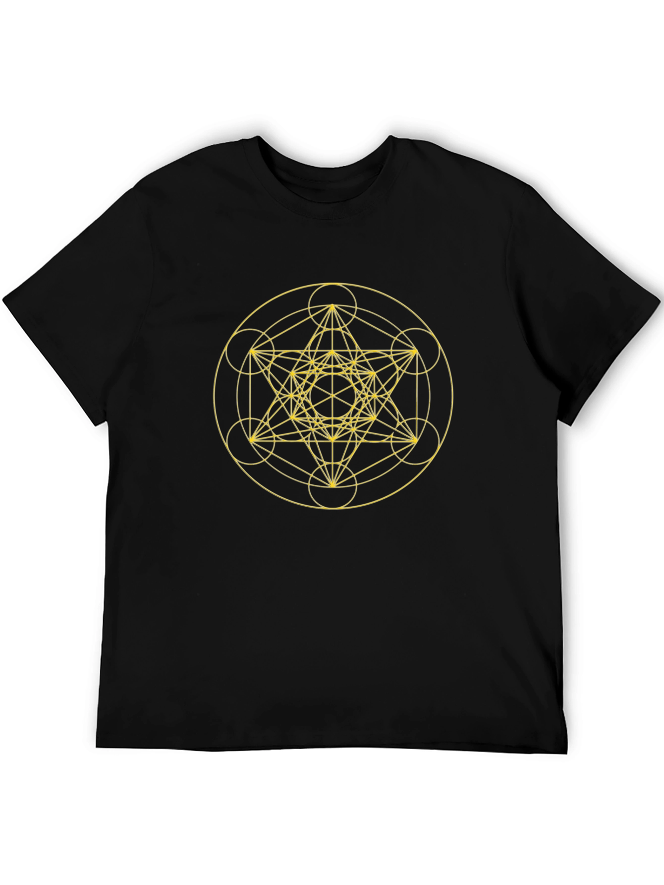 Geometric Metatrons Cube Graphic Tee - Black